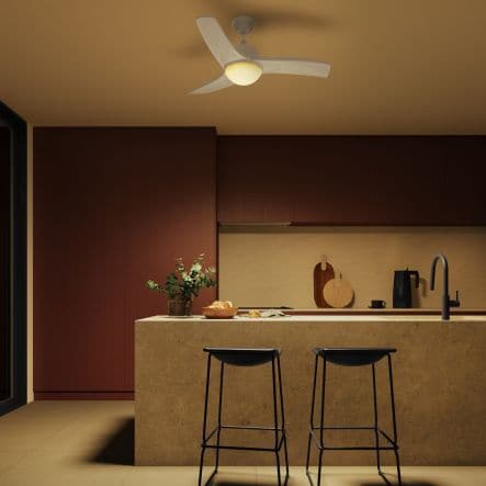 ARUBA CEILING FAN 3 BLADES D112 2XE27 46W PLASTIC WHITE - Premium Fan with Light from Bricocenter - Just €168.99! Shop now at Maltashopper.com