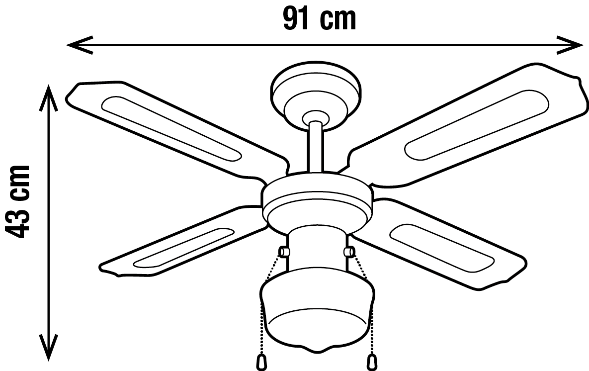 Bricocenter BARBADE CEILING FAN 4 BLADES D91 E27 60W RATTAN WHITE