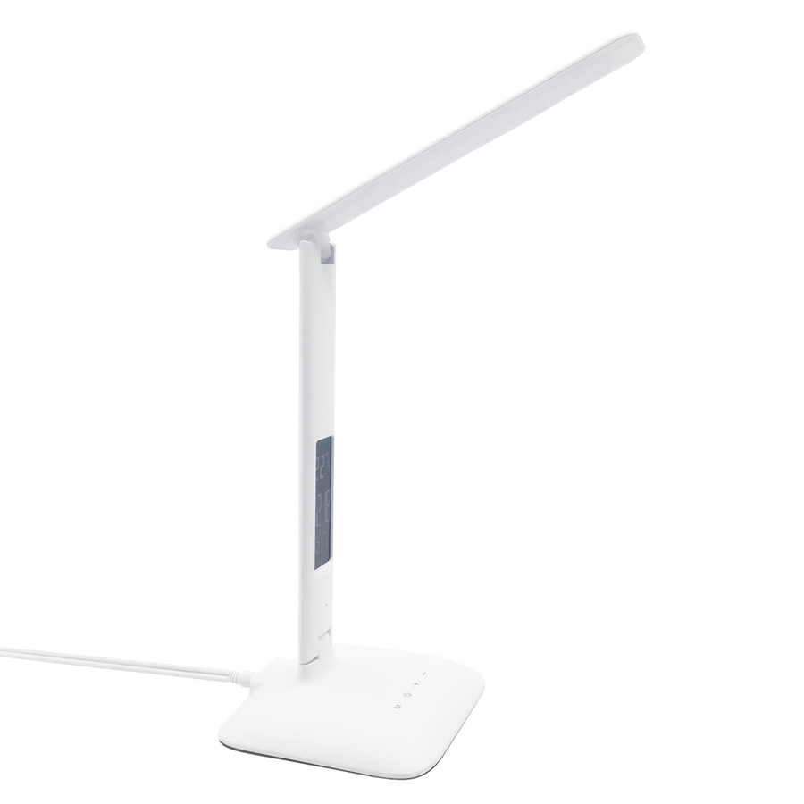 Bricocenter STUDIO LAMP ALEX PLASTIC WHITE H26 LED 5W 4 STEP WITH ALARM AND USB