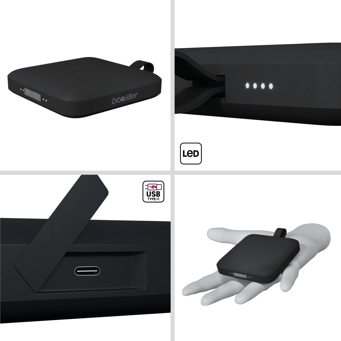 POWER BANK PLASTIC GREY 8.5X8.5X2CM IP44