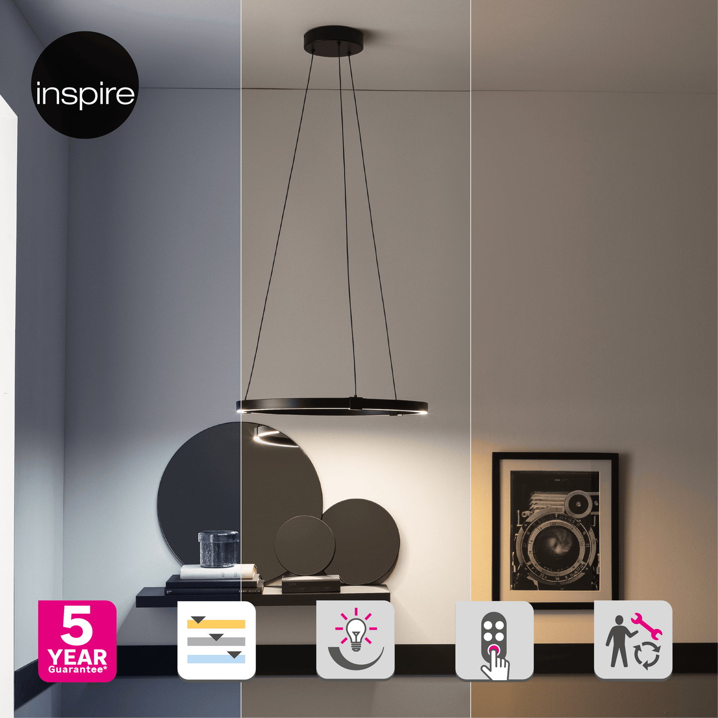 Bricocenter CASSINI METAL CHANDELIER BLACK D56 CM LED 33W CCT DIMMABLE