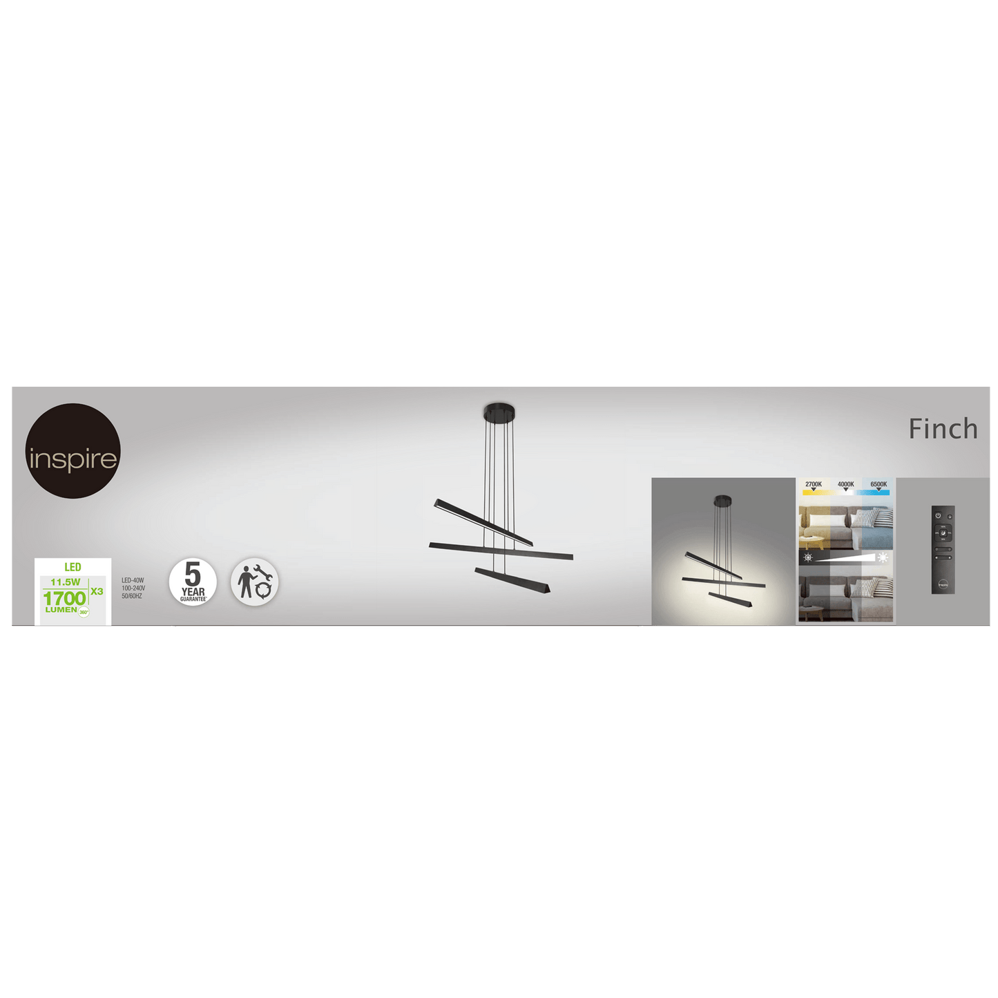 Bricocenter FINCH METAL CHANDELIER BLACK 78CM LED 40W CCT DIMMABLE