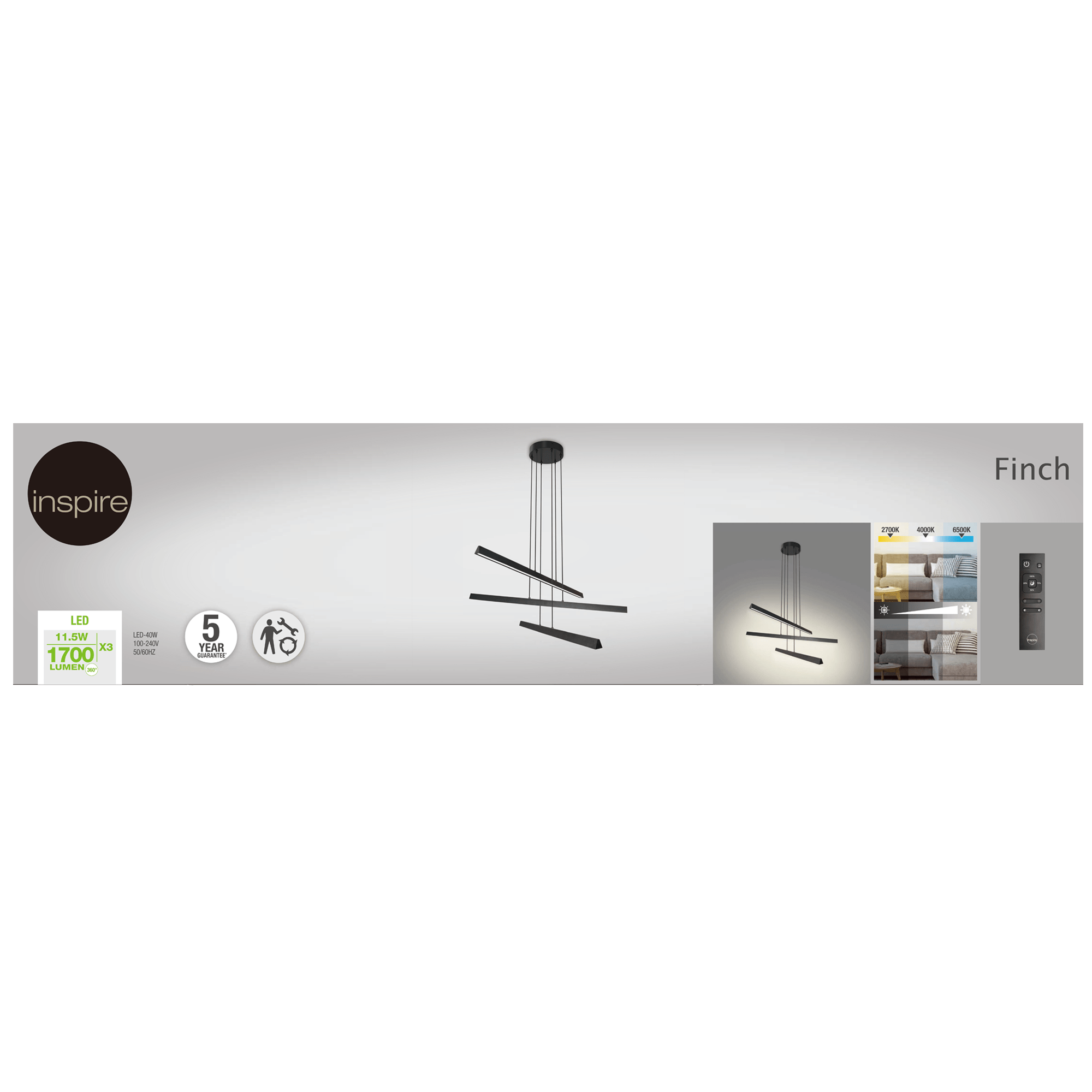 Bricocenter FINCH METAL CHANDELIER BLACK 78CM LED 40W CCT DIMMABLE