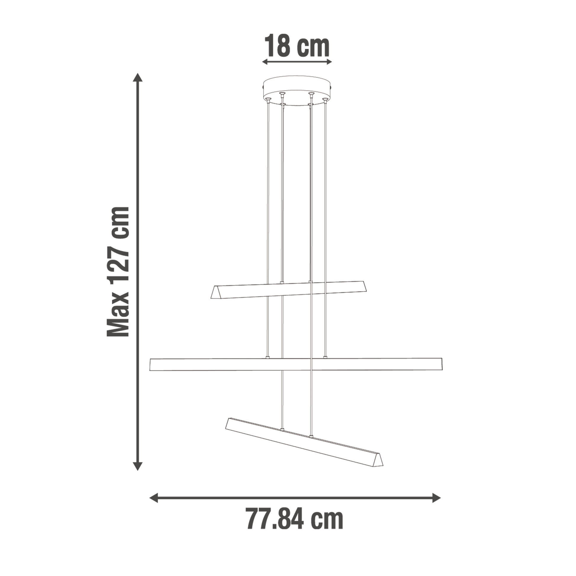 Bricocenter FINCH METAL CHANDELIER BLACK 78CM LED 40W CCT DIMMABLE