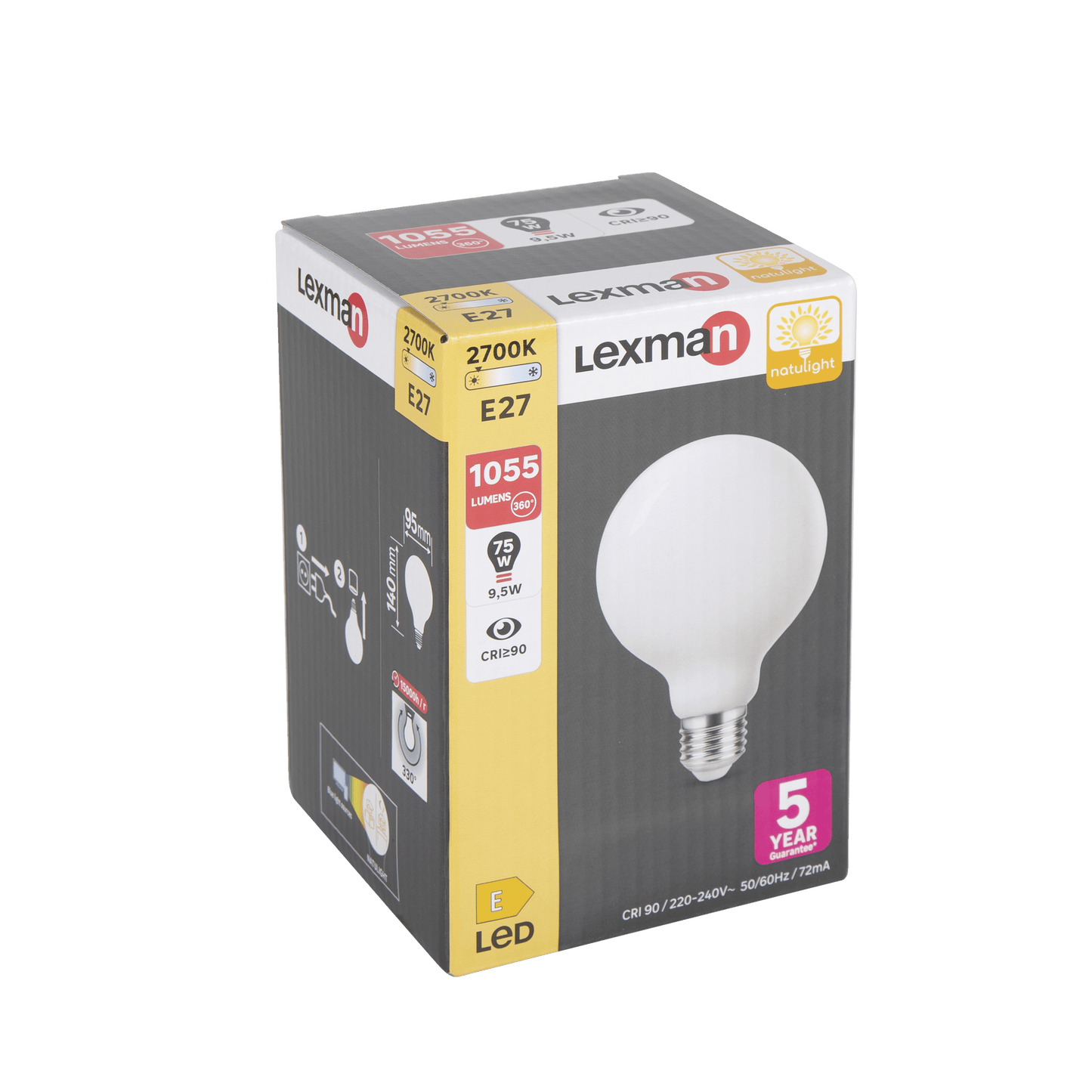 Bricocenter NATULIGHT LED BULB E27=75W GLOBE SMALL FROSTED WARM LIGHT