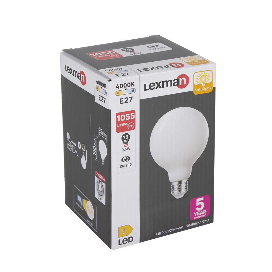 Bricocenter NATULIGHT LED BULB E27=75W GLOBE SMALL FROSTED NATURAL LIGHT