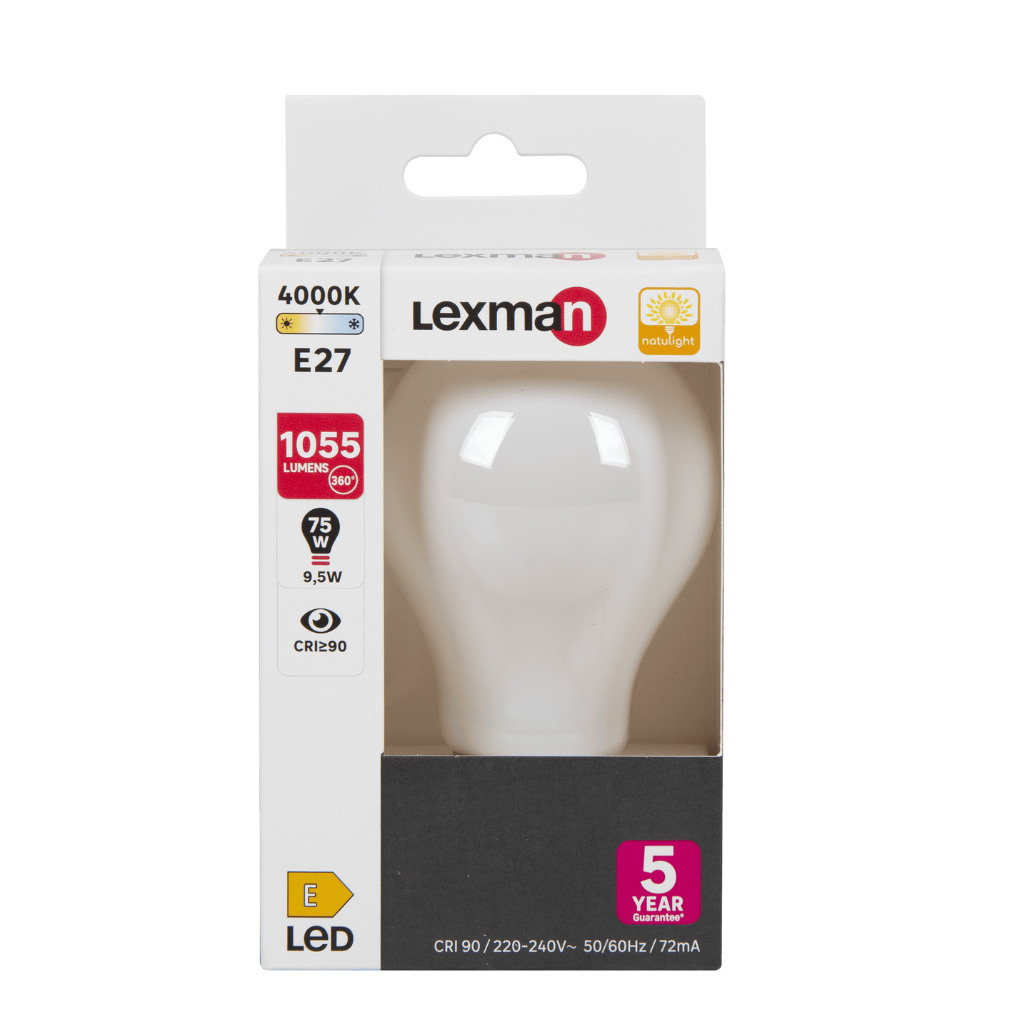 Bricocenter NATULIGHT LED BULB E27=75W FROSTED DROP NATURAL LIGHT