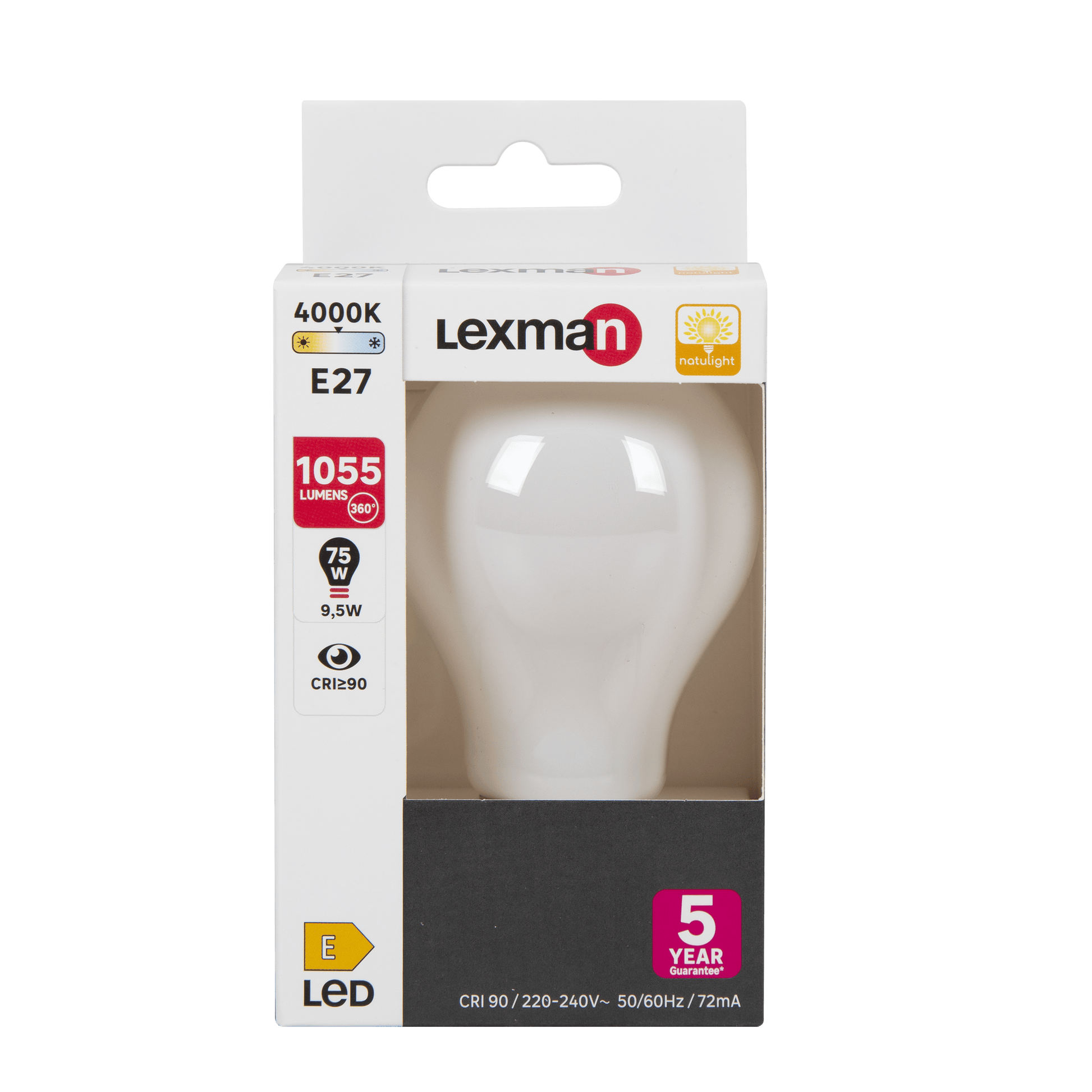 NATULIGHT LED BULB E27=75W FROSTED DROP NATURAL LIGHT