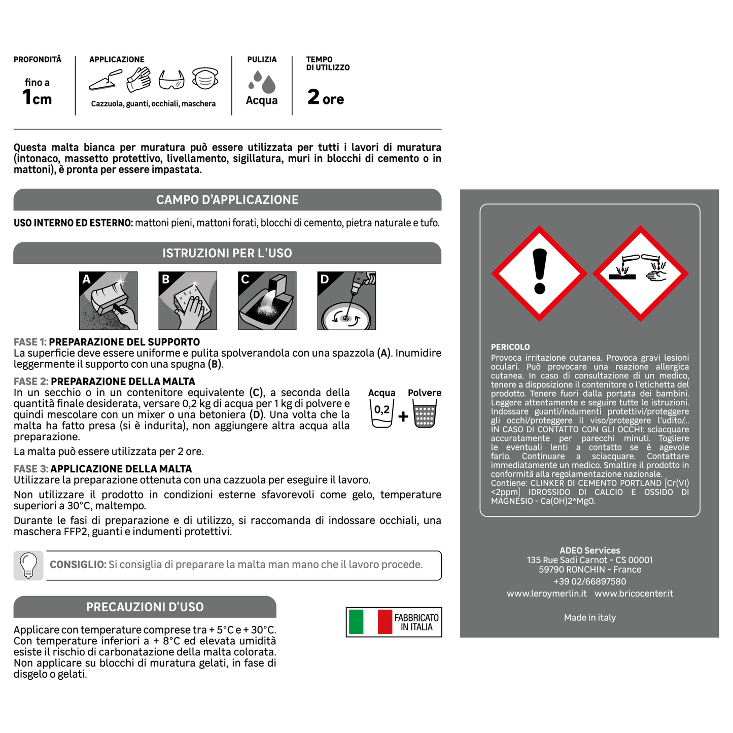 Bricocenter WHITE MORTAR FOR MASONRY AND PLASTER AXTON 5KG