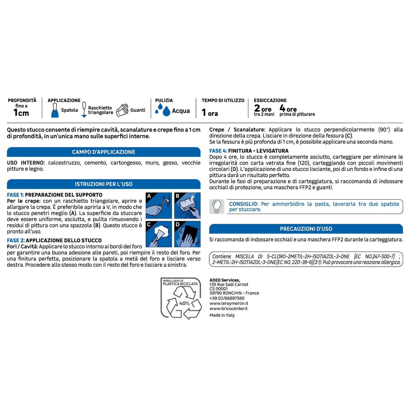 Bricocenter AXTON INTERIOR FILLER PASTE 4 KG