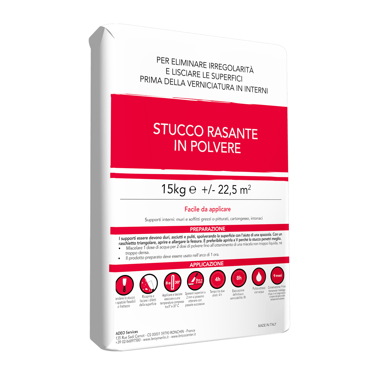 Bricocenter POWDERED SKIMMING FILLER FOR INTERIOR USE 15 KG
