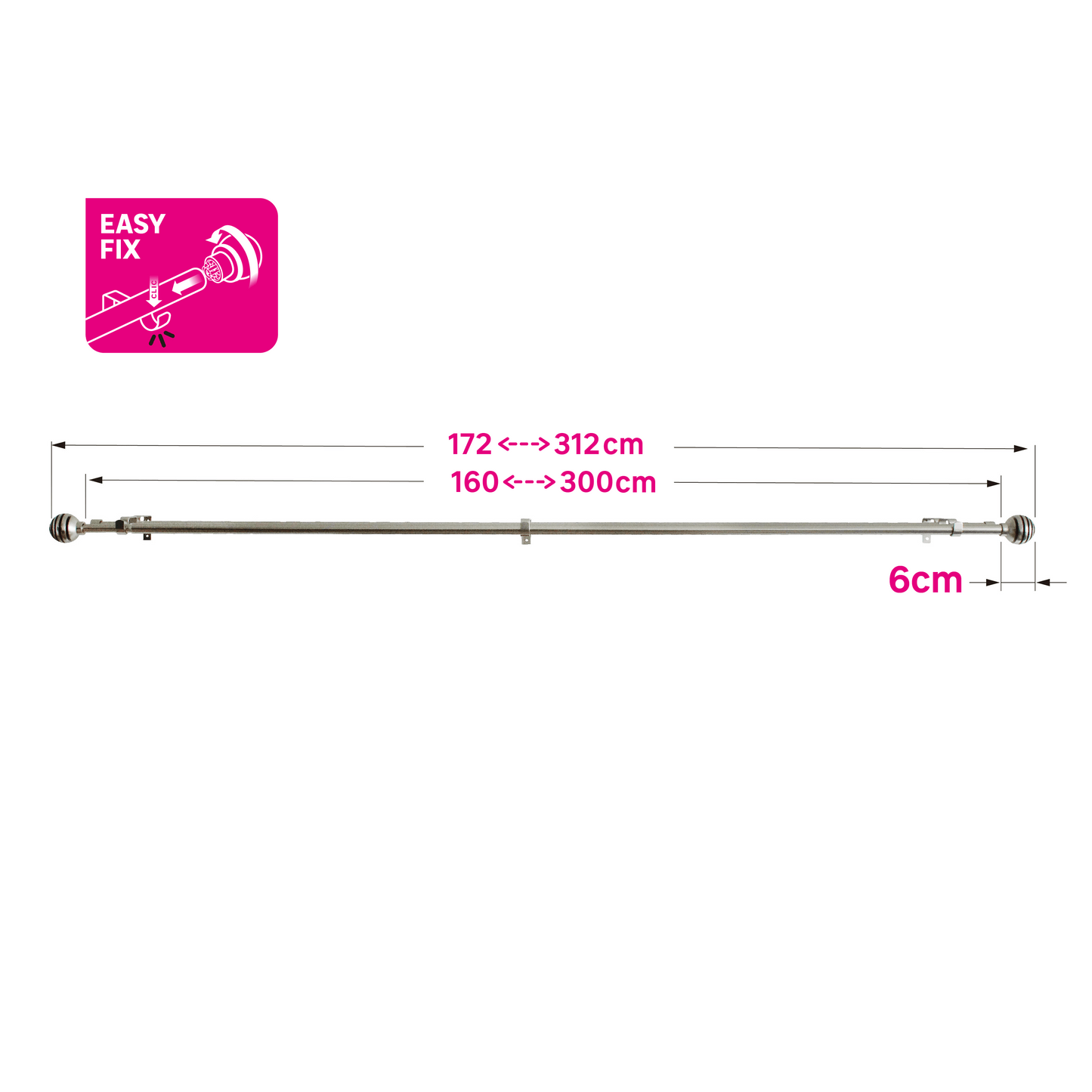 Bricocenter DOUBLE MATT NICKEL KIT 160/300 CM D16/19