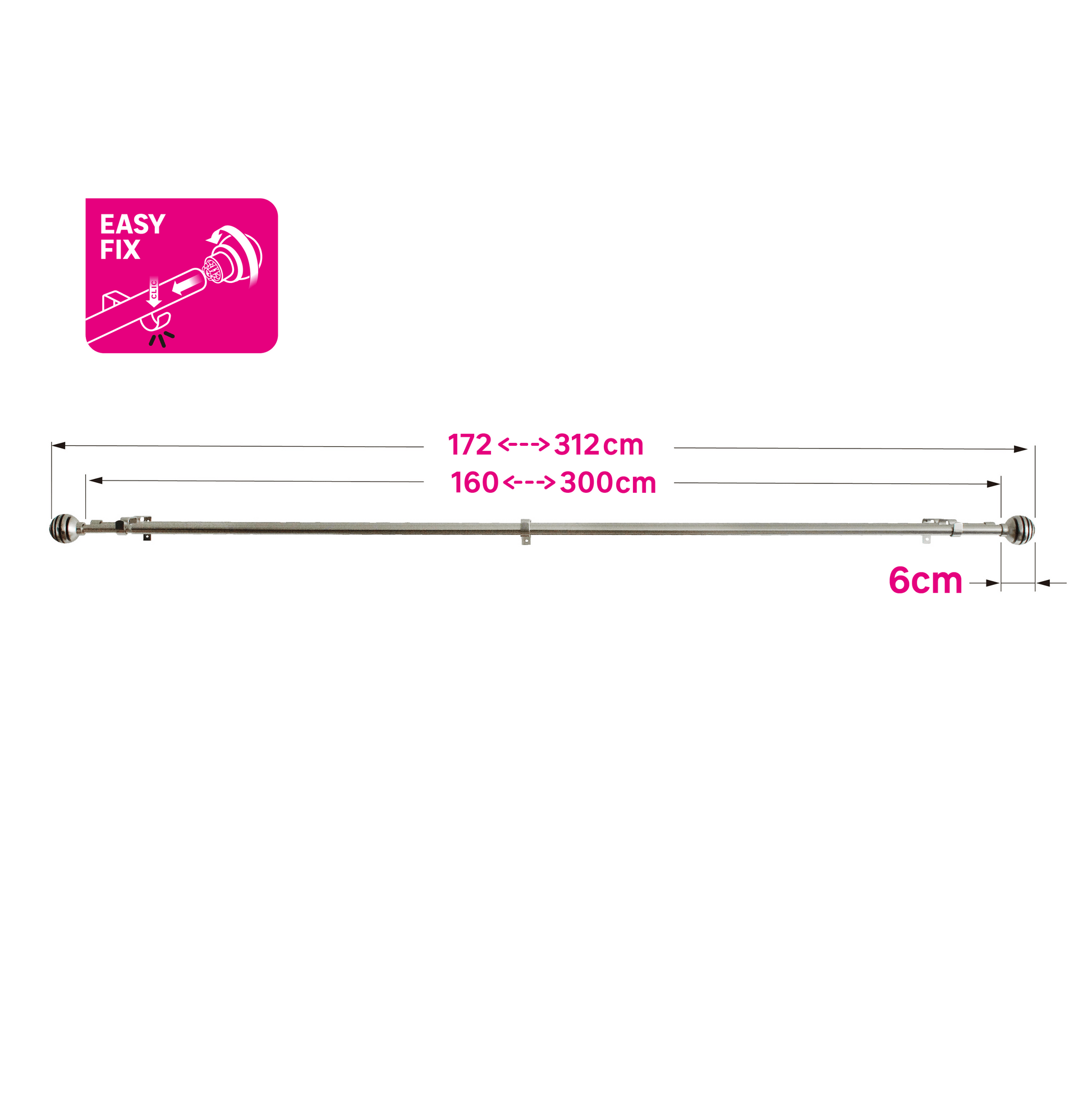 DOUBLE MATT NICKEL KIT 160/300 CM D16/19