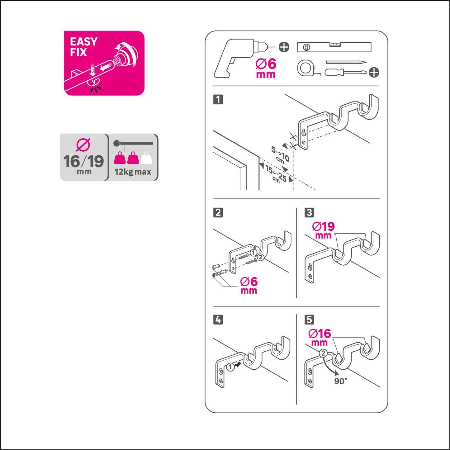 Bricocenter DOUBLE MATT NICKEL KIT 160/300 CM D16/19