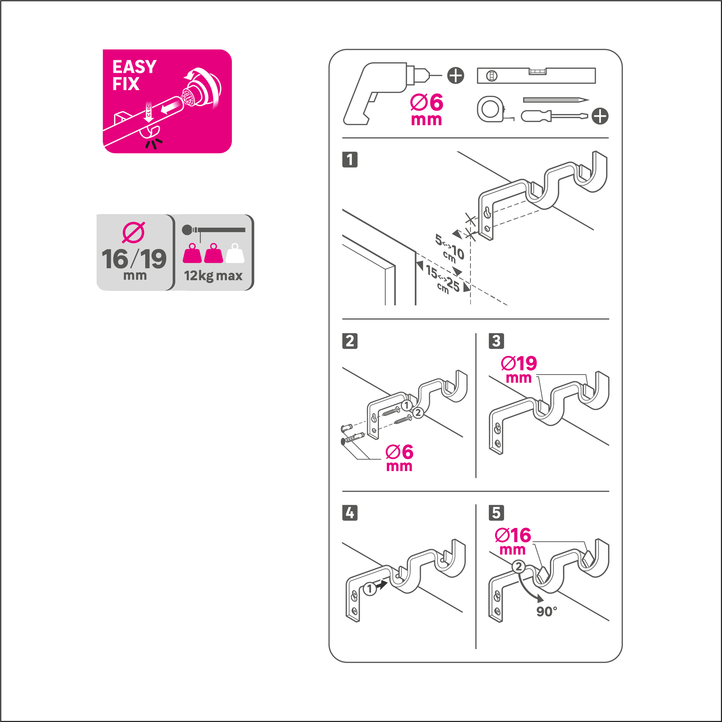 Bricocenter DOUBLE MATT NICKEL KIT 160/300 CM D16/19
