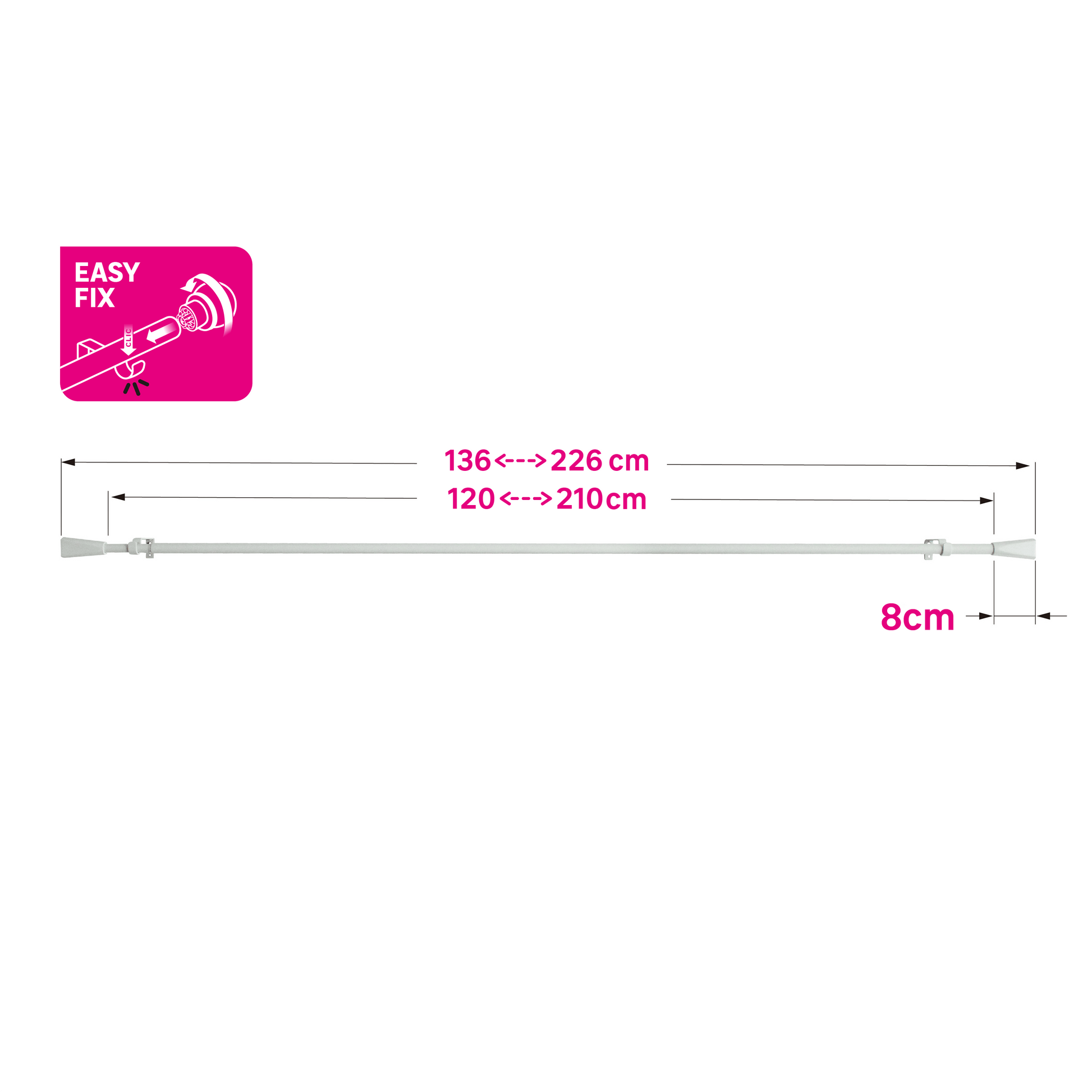 Bricocenter KIT RILOGA COUNTY METAL MATT WHITE 120/210 CM D16/19