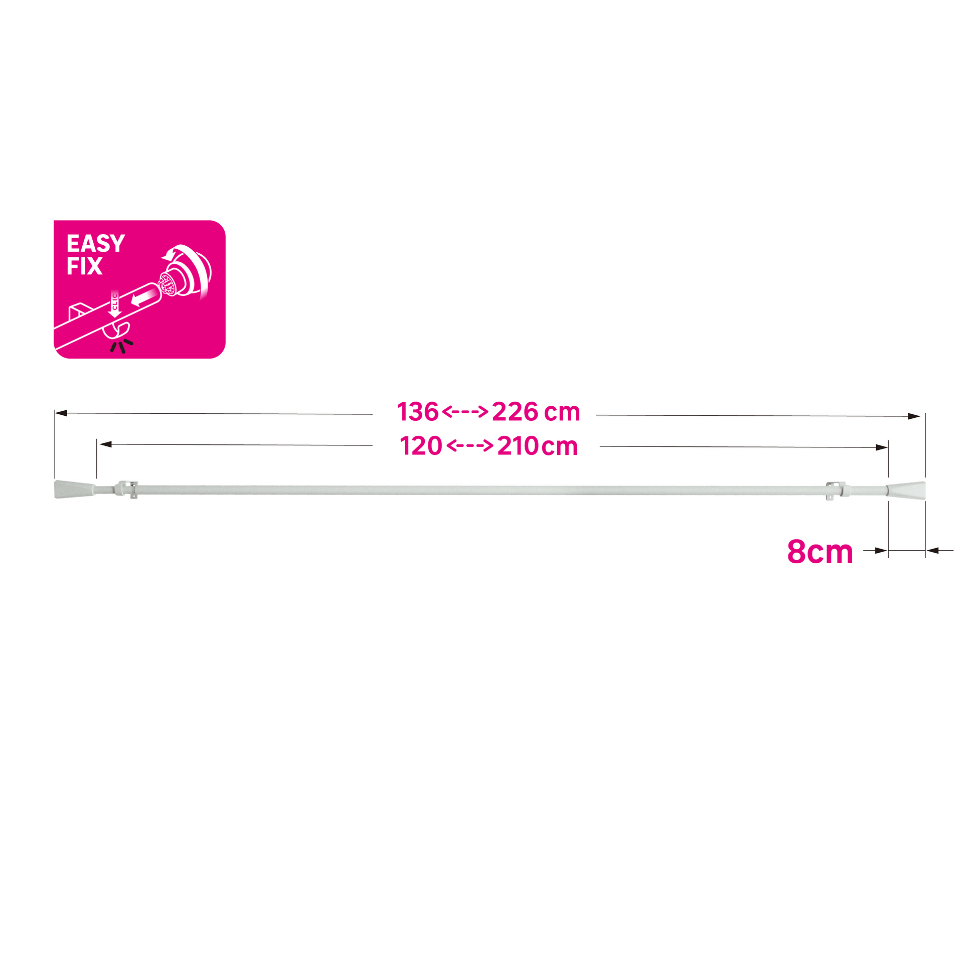 KIT RILOGA COUNTY METAL MATT WHITE 120/210 CM D16/19