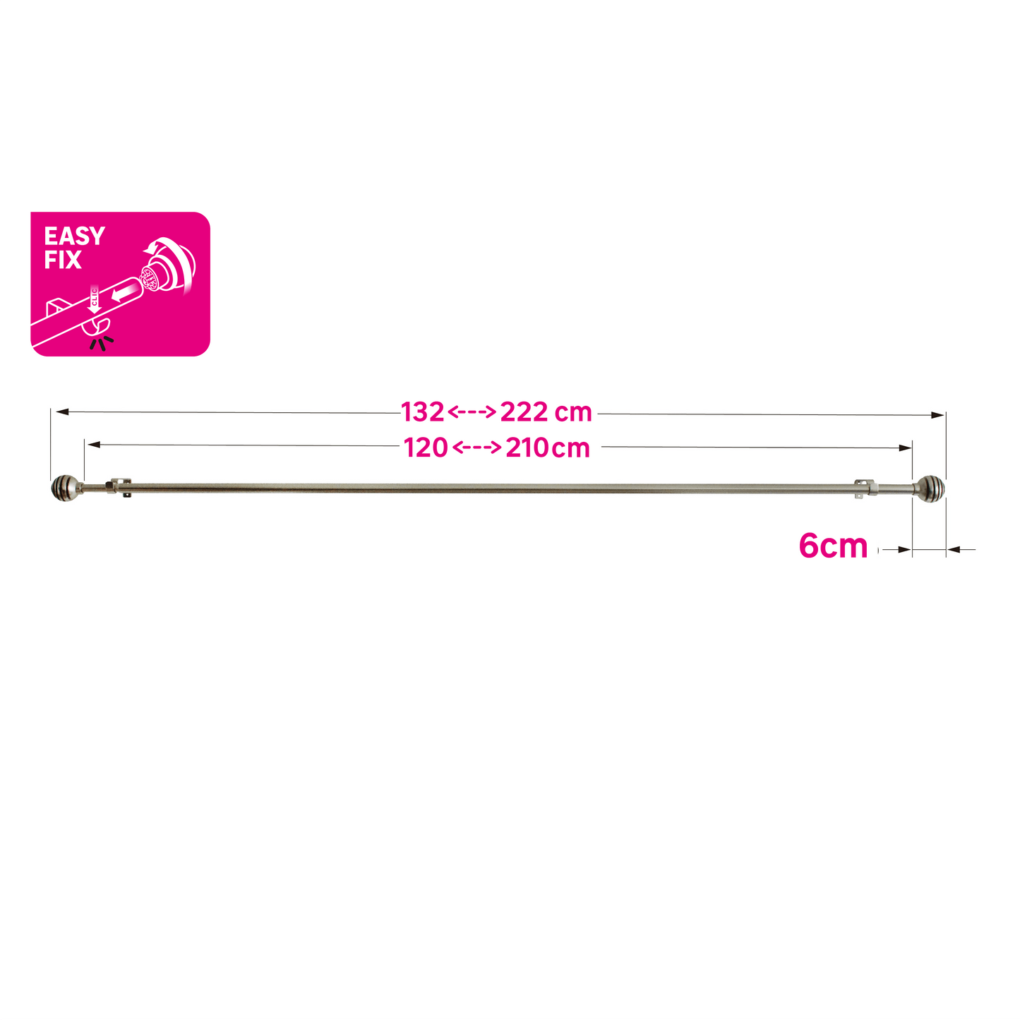 Bricocenter BALL RELAY KIT NEW D16/19 EXTENDABLE120/210 SATIN CHROME