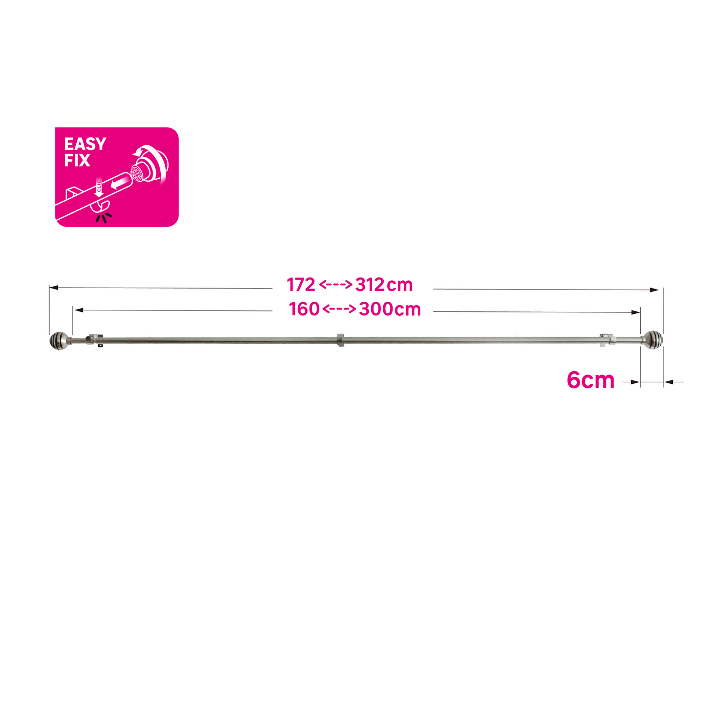 Bricocenter BALL RELAY KIT NEW D16/19 EXTENDABLE160/300 SATIN CHROME