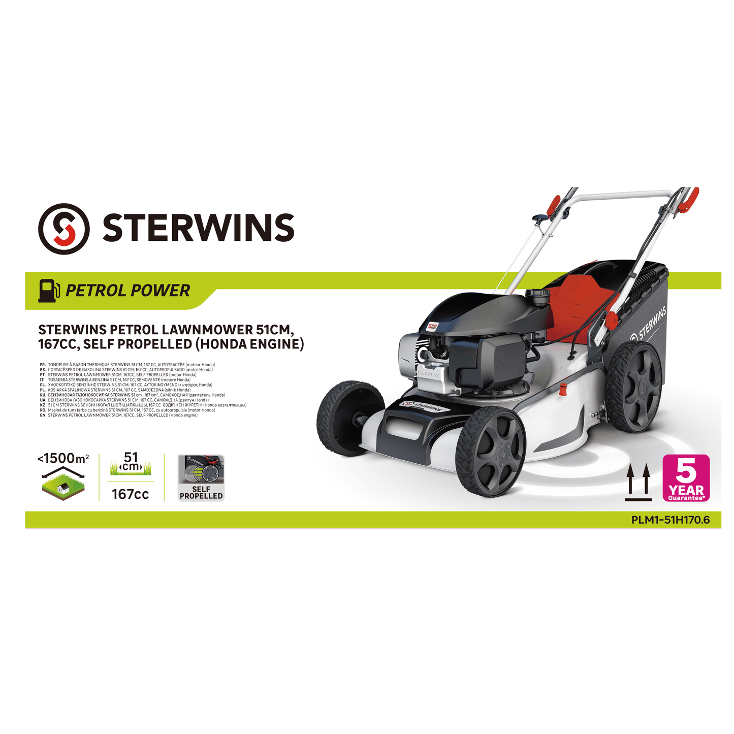 Bricocenter SELF-PROPELLED PETROL MOWER 170CC STERWINS HONDA ENGINE CUT 51