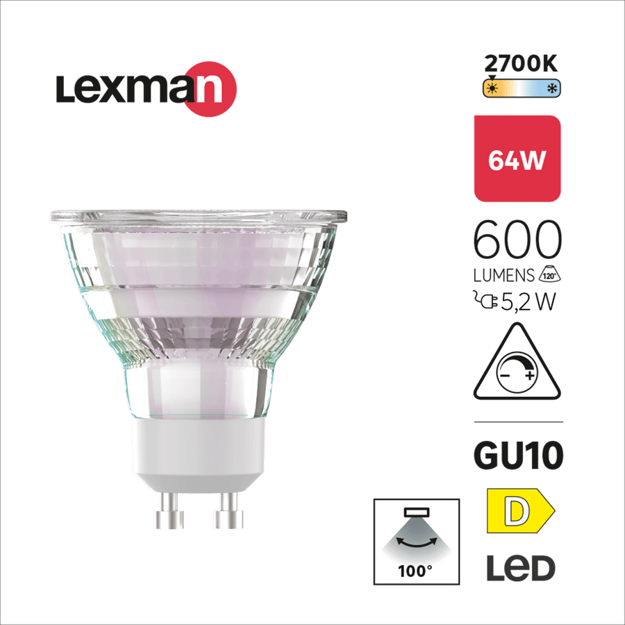 Bricocenter LED BULB GU10 64W TRANSPARENT WARM LIGHT
