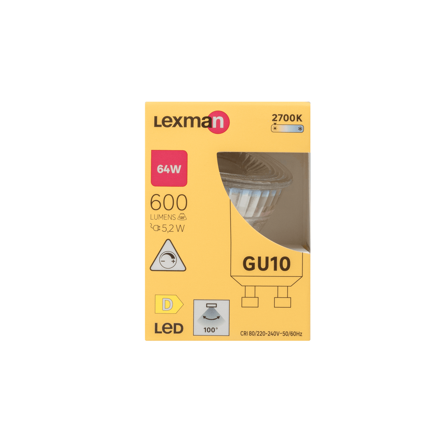 Bricocenter LED BULB GU10 64W TRANSPARENT WARM LIGHT