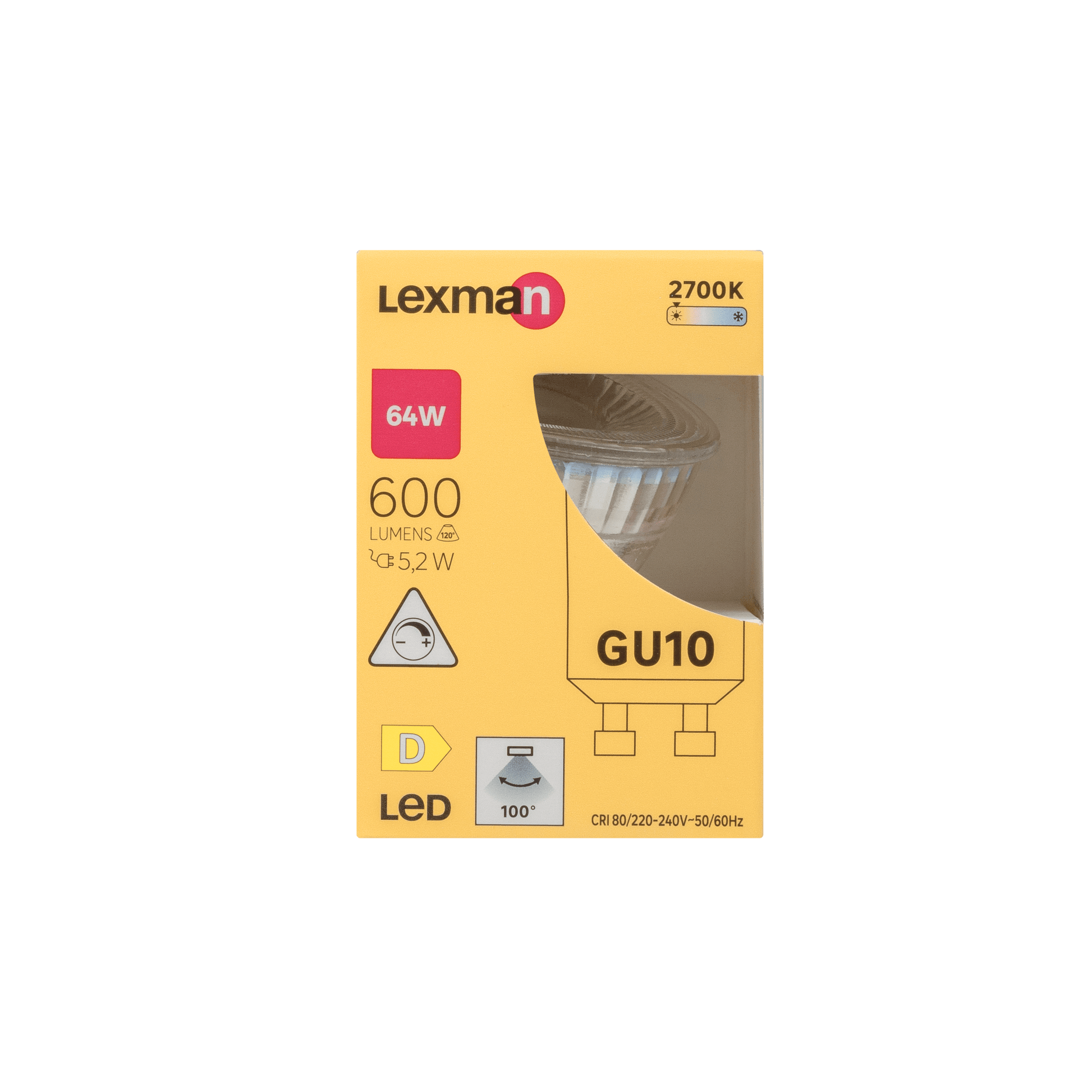 Bricocenter LED BULB GU10 64W TRANSPARENT WARM LIGHT