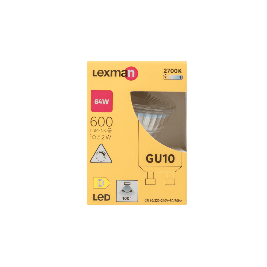 Bricocenter LED BULB GU10 64W TRANSPARENT WARM LIGHT