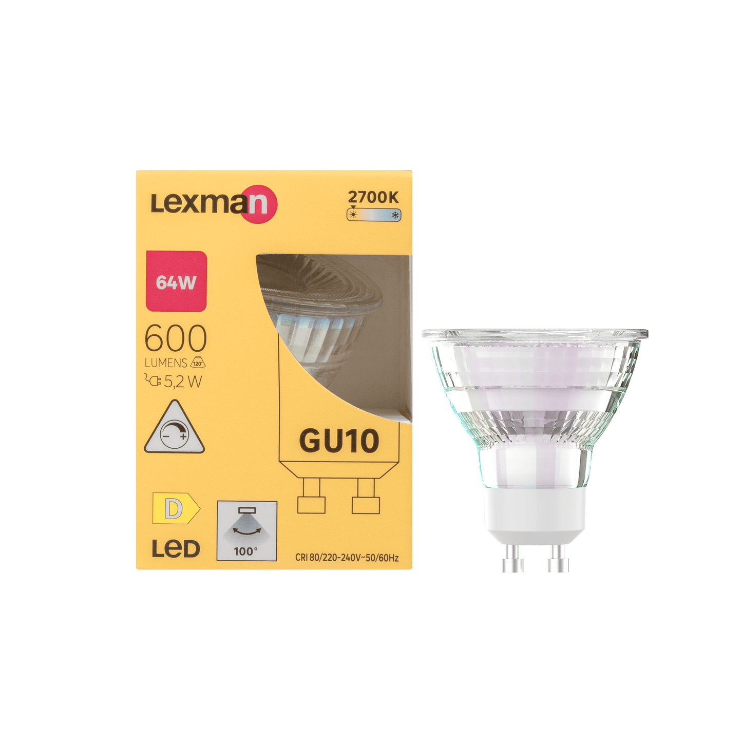 Bricocenter LED BULB GU10 64W TRANSPARENT WARM LIGHT