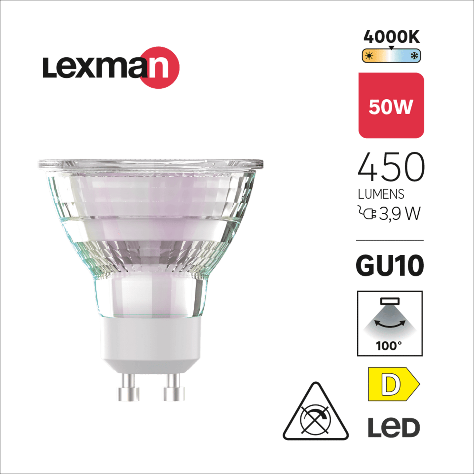 Bricocenter 3 LED BULBS GU10 50W CLEAR NATURAL LIGHT