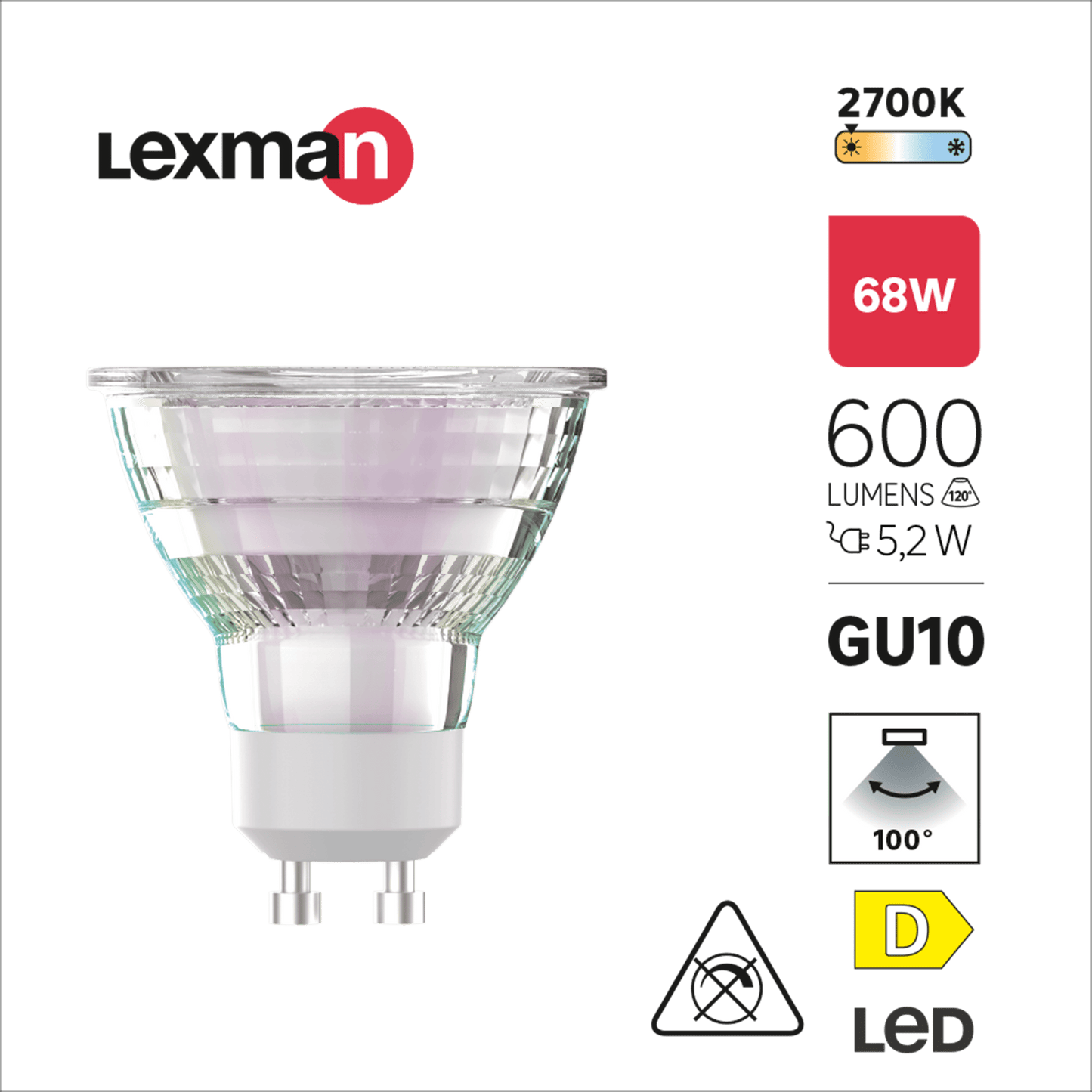 Bricocenter LED BULB GU10 68W TRANSPARENT WARM LIGHT