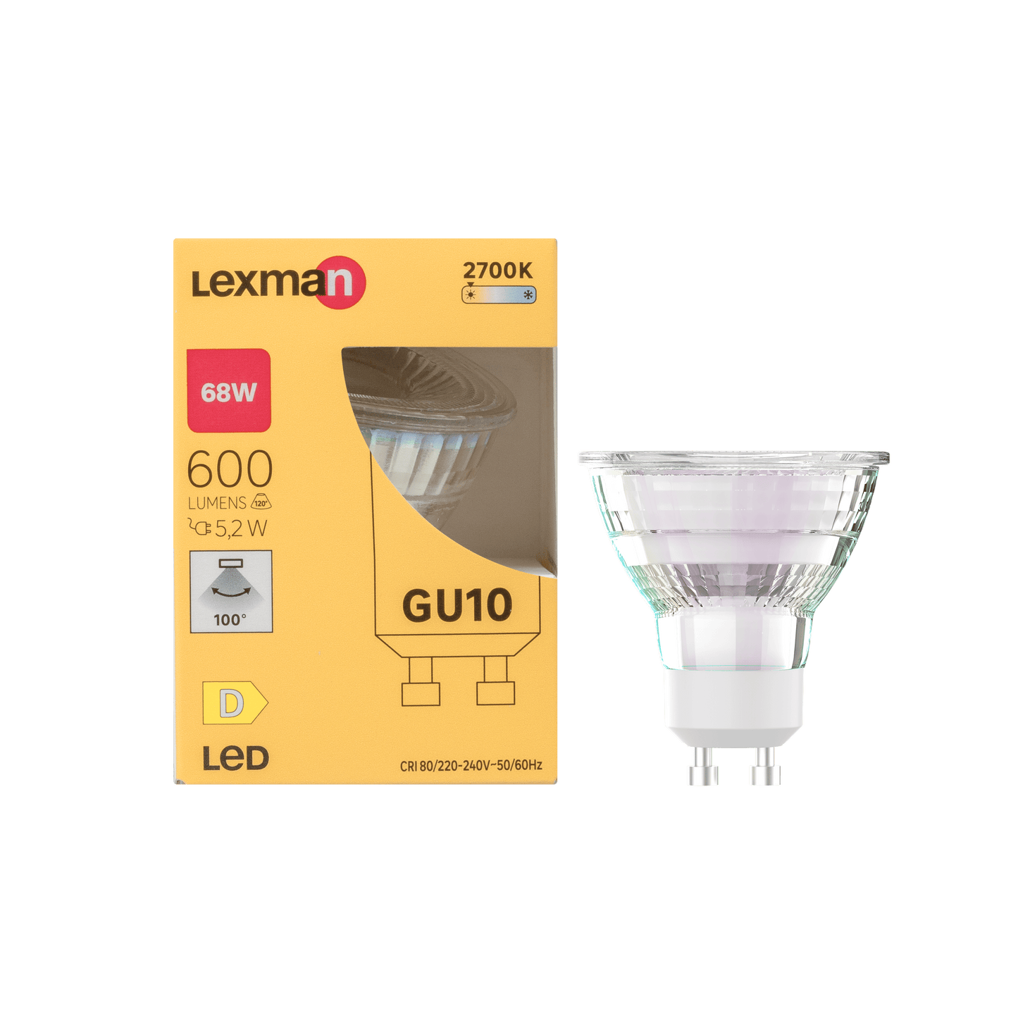 Bricocenter LED BULB GU10 68W TRANSPARENT WARM LIGHT