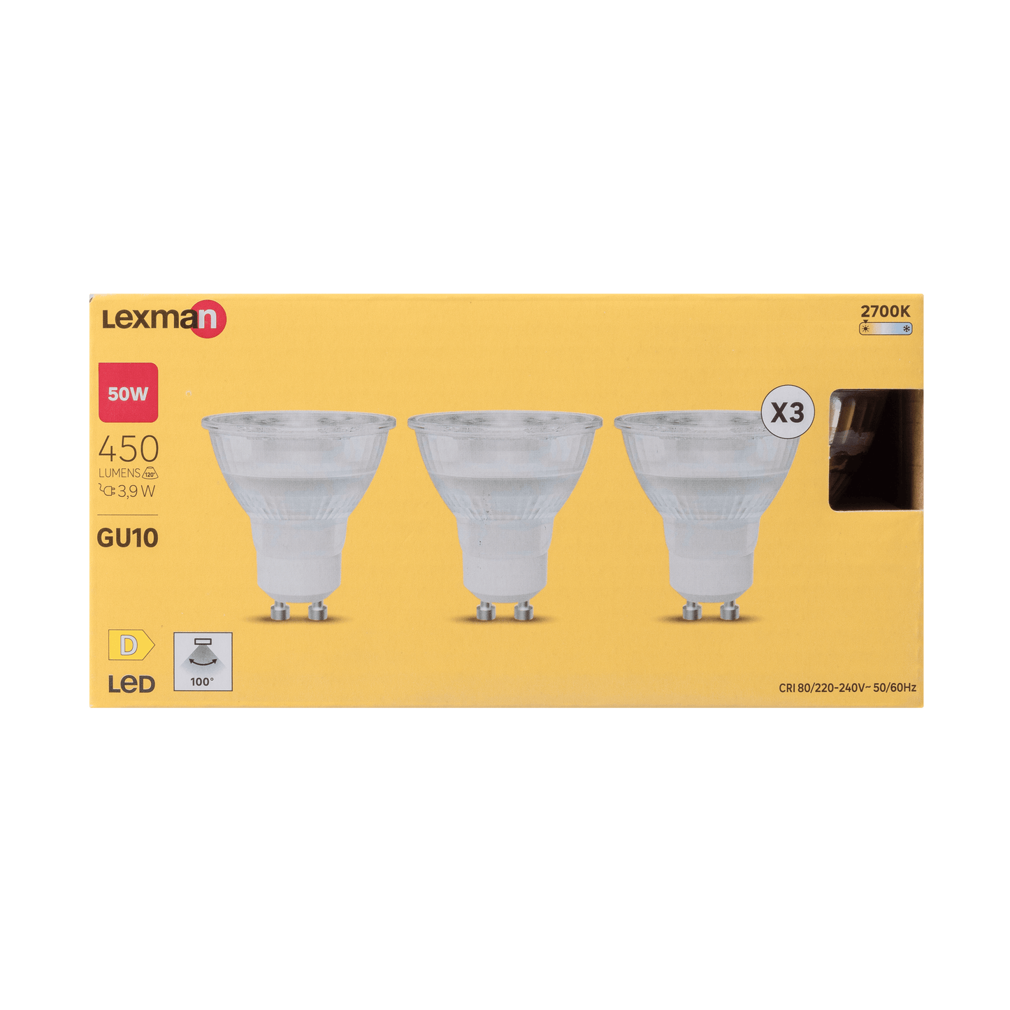 Bricocenter 3 LED BULBS GU10 50W CLEAR WARM LIGHT