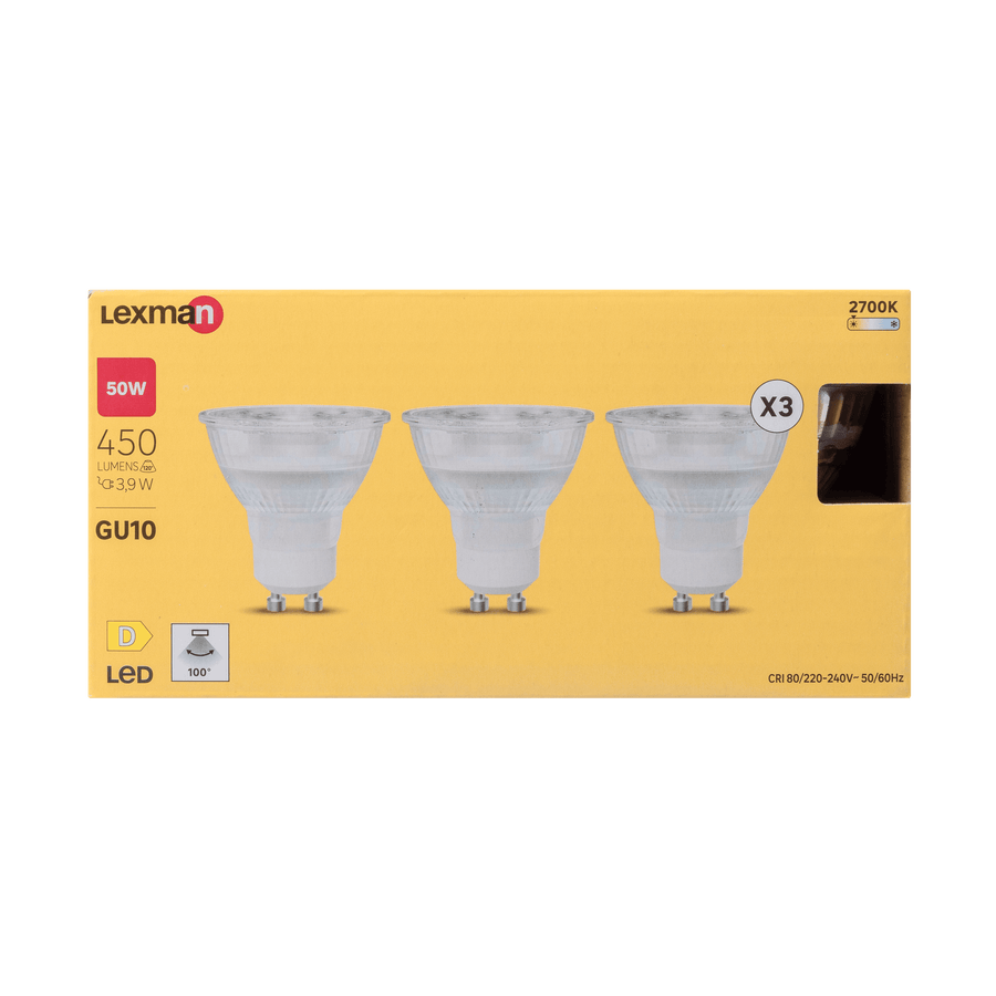 Bricocenter 3 LED BULBS GU10 50W CLEAR WARM LIGHT