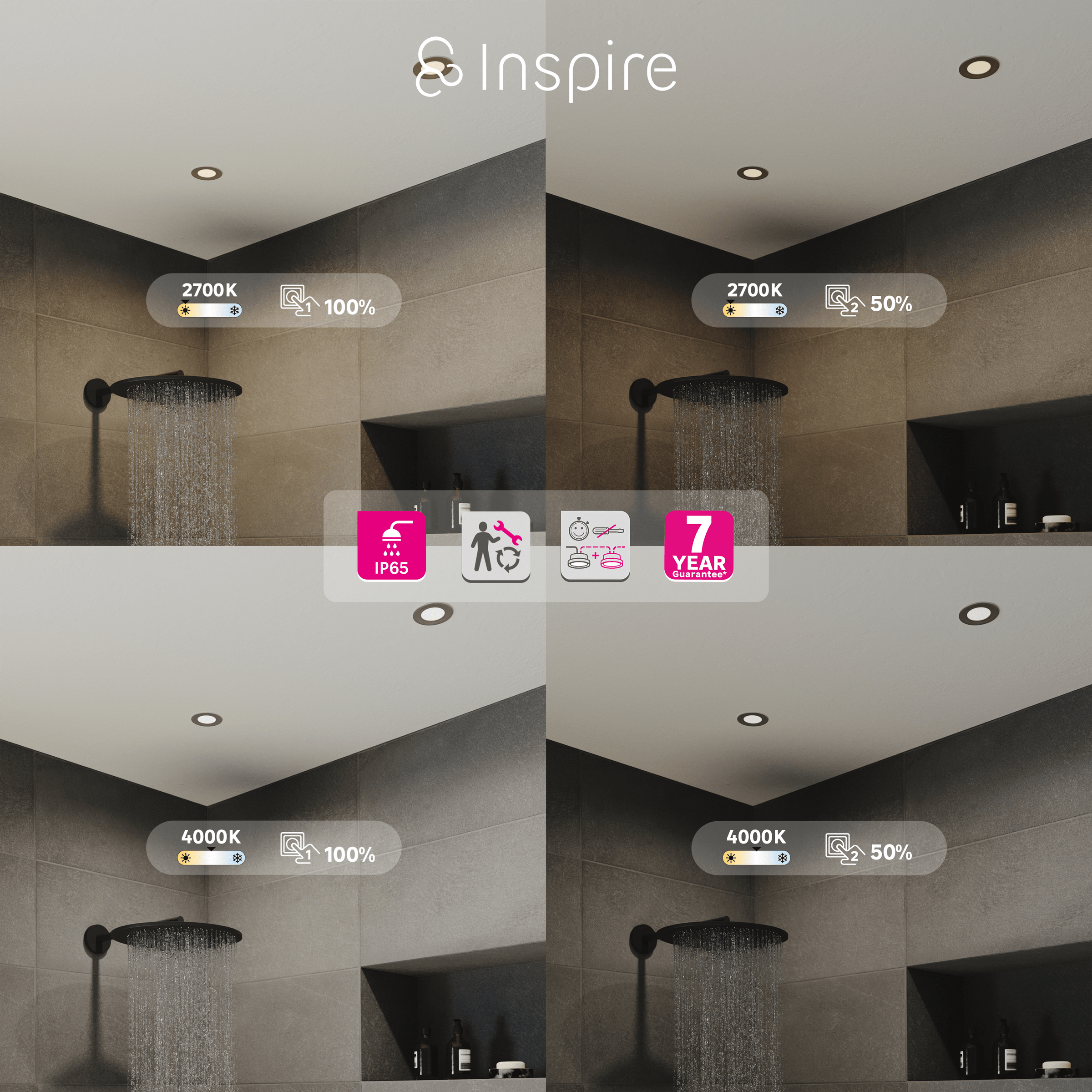 Bricocenter KILIA RECESSED SPOTLIGHT PLASTIC CHROME D7.2 CM LED 5W NATURAL LIGHT IP65
