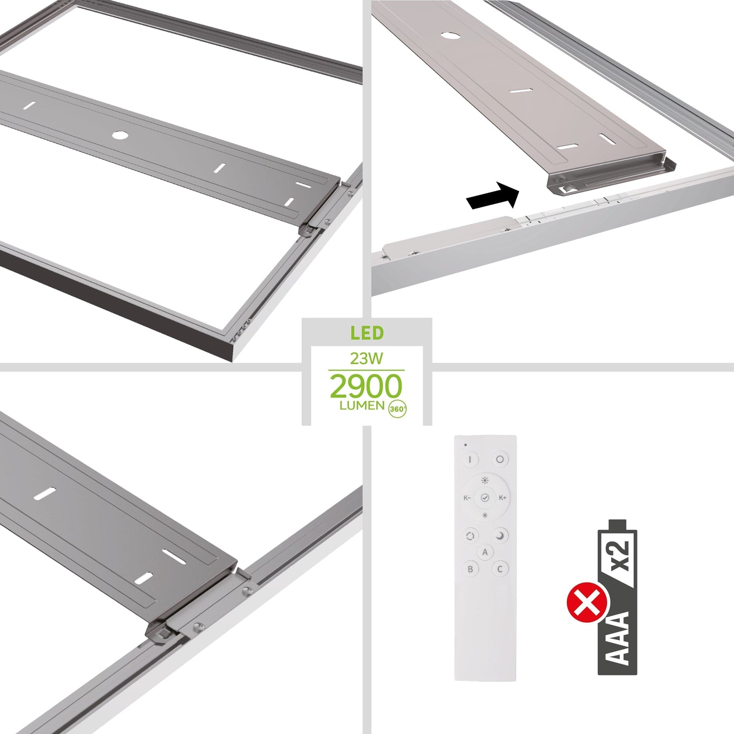 WHITE ALUMINIUM LED PANEL 30X60 CM 23WCCT DIMMABLE