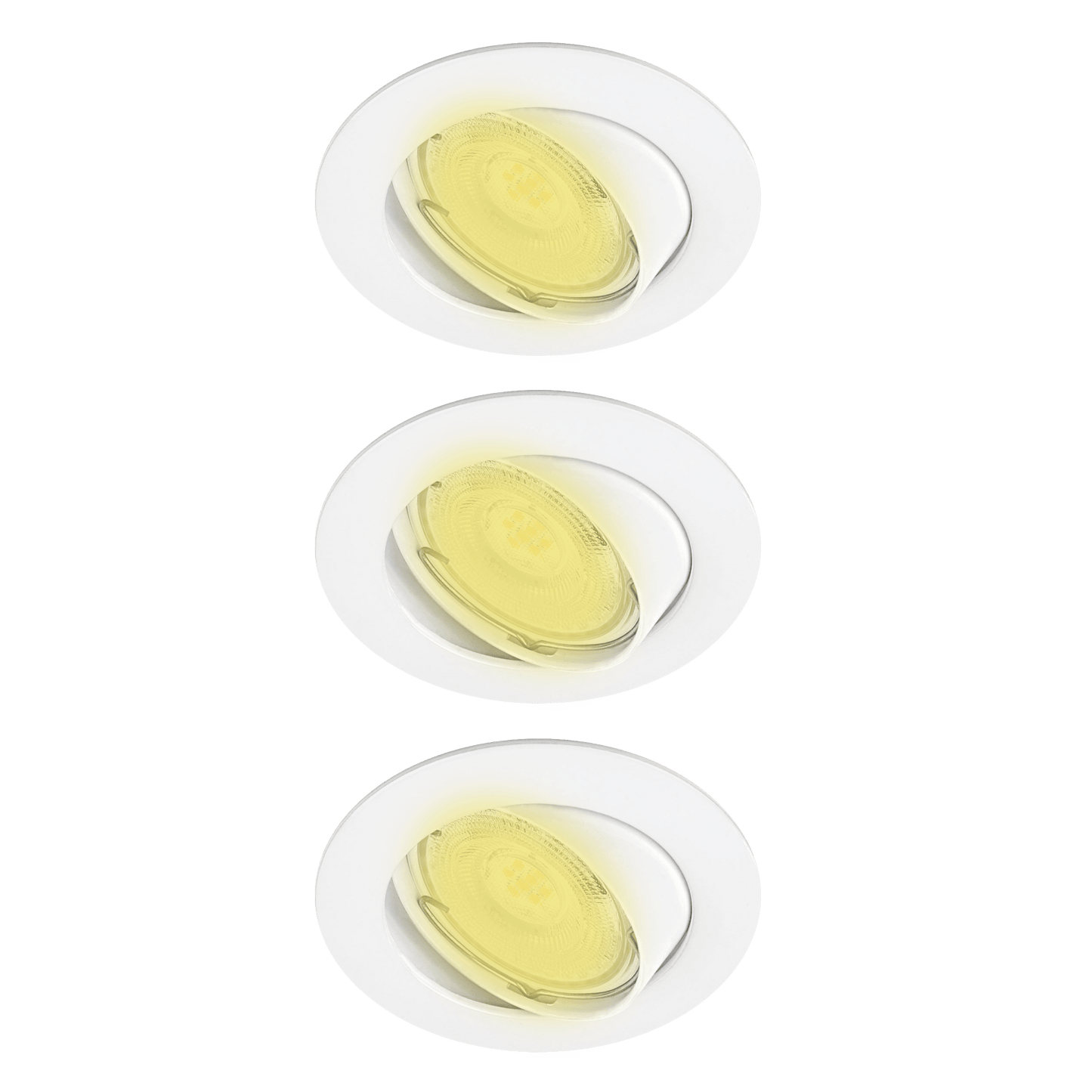 Bricocenter 3 RECESSED SPOTLIGHTS CLANE ALUMINIUM WHITE D7.5 CM GU10=6W WARM LIGHT ADJUSTABLE