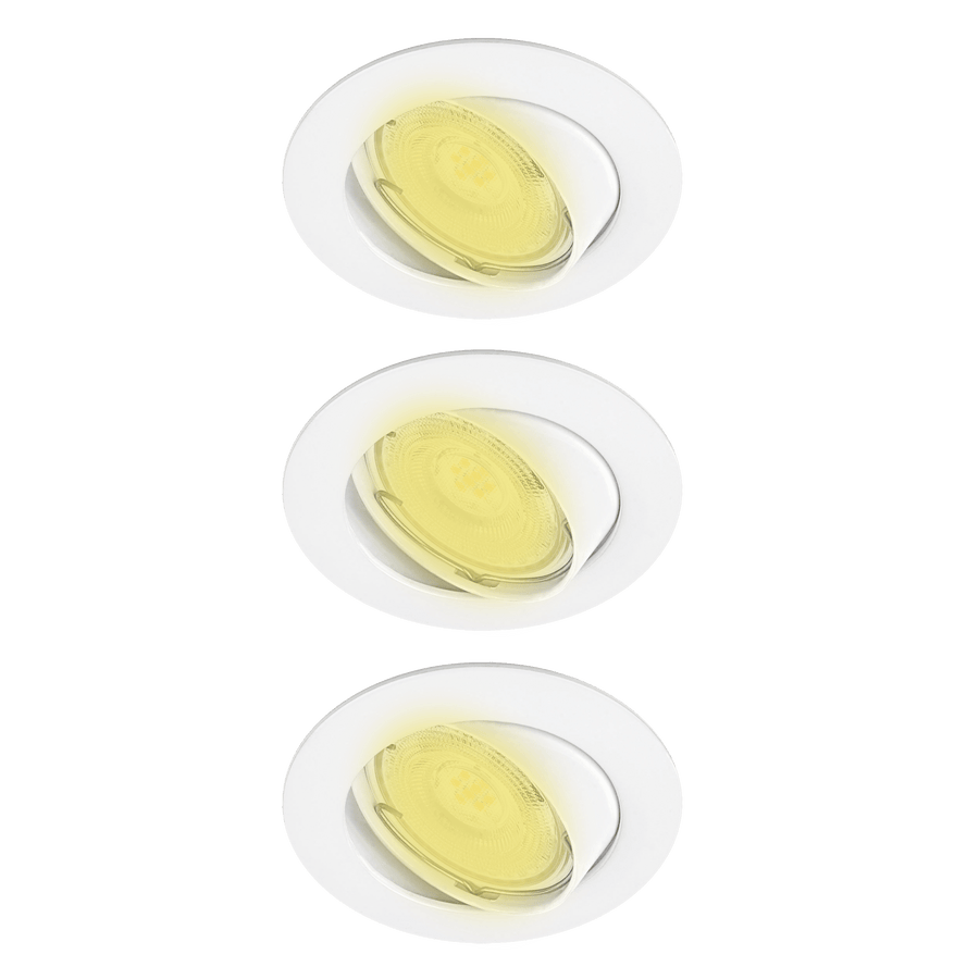 Bricocenter 3 RECESSED SPOTLIGHTS CLANE ALUMINIUM WHITE D7.5 CM GU10=6W WARM LIGHT ADJUSTABLE