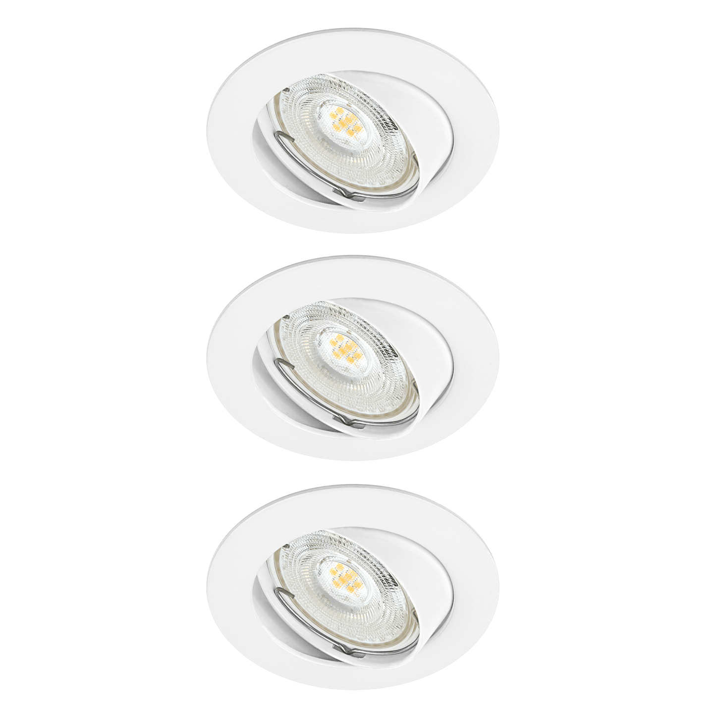 Bricocenter 3 RECESSED SPOTLIGHTS CLANE ALUMINIUM WHITE D7.5 CM GU10=6W WARM LIGHT ADJUSTABLE