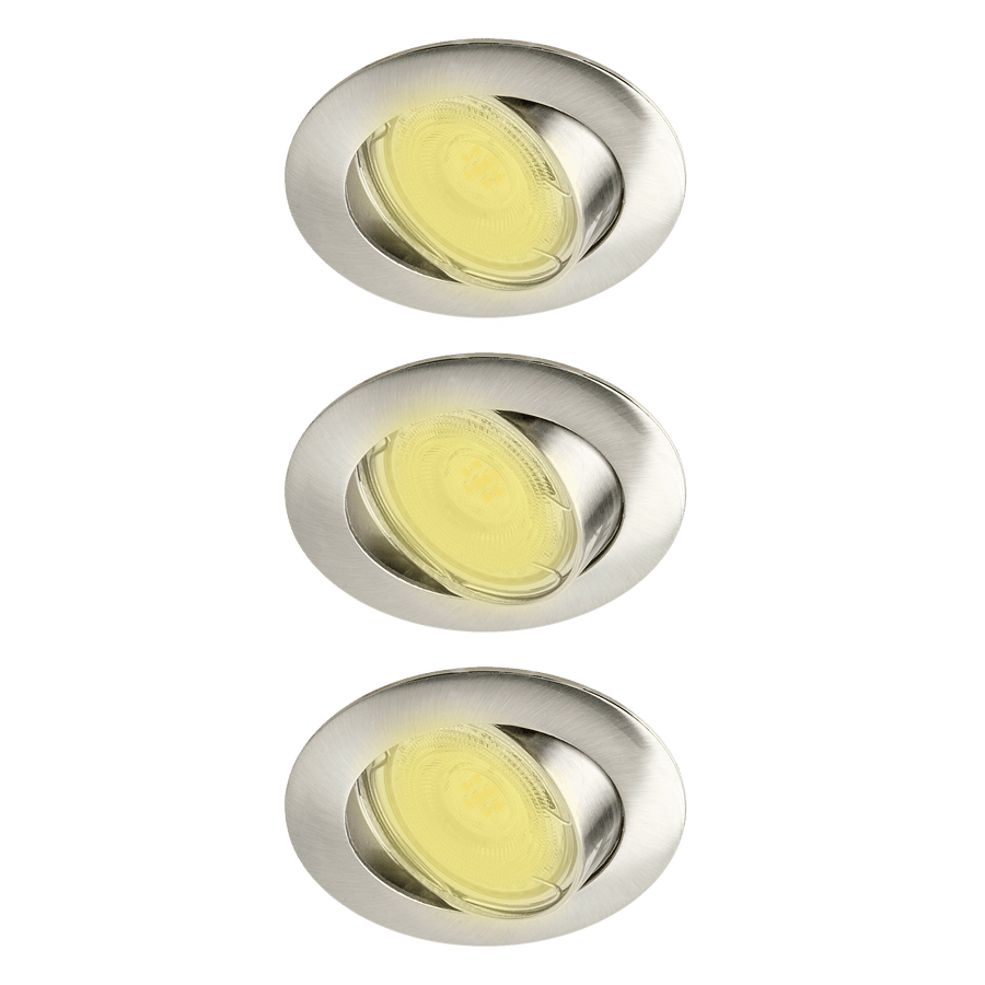 Bricocenter 3 RECESSED SPOTLIGHTS CLANE ALUMINIUM NICKEL D7.5 CM LED GU10=6W WARM LIGHT ADJUSTABLE