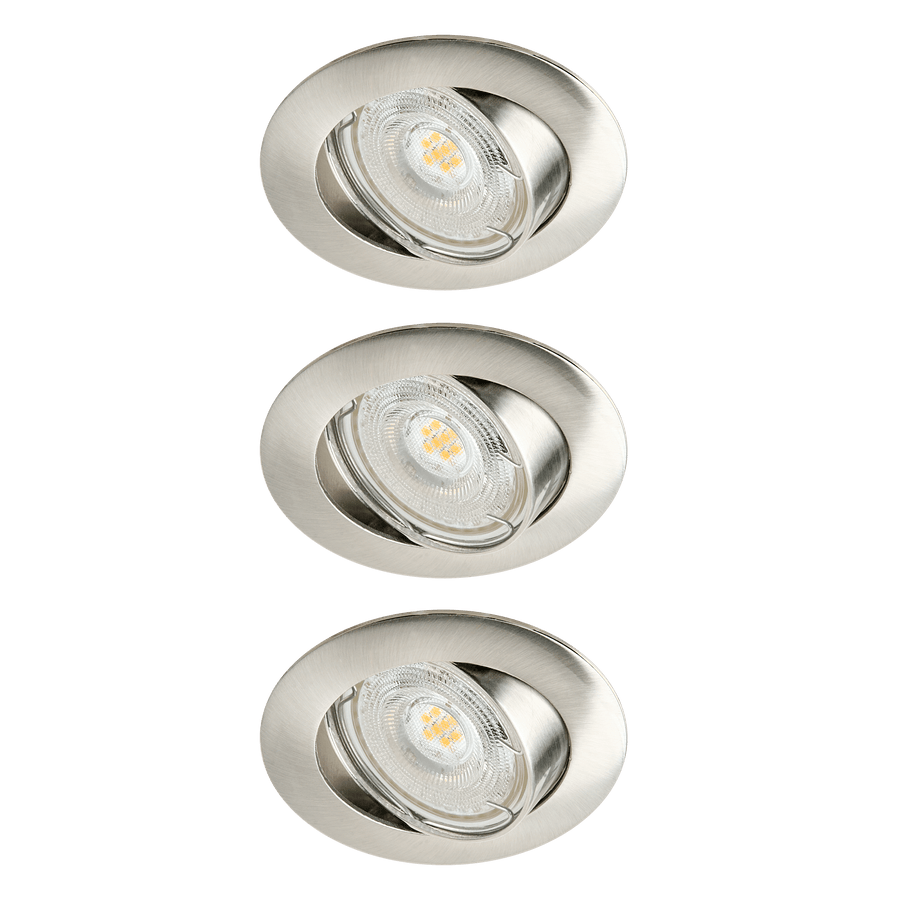 Bricocenter 3 RECESSED SPOTLIGHTS CLANE ALUMINIUM NICKEL D7.5 CM LED GU10=6W WARM LIGHT ADJUSTABLE