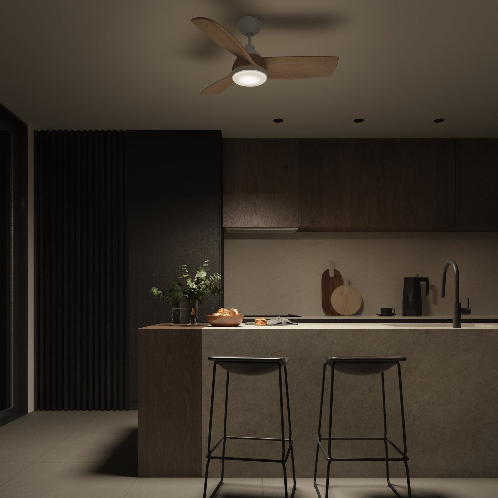 Bricocenter CHERCH WOOD EFFECT CEILING FAN D107 CM LED 28W 2200LM CCT DIMMABLE 3 BLADES
