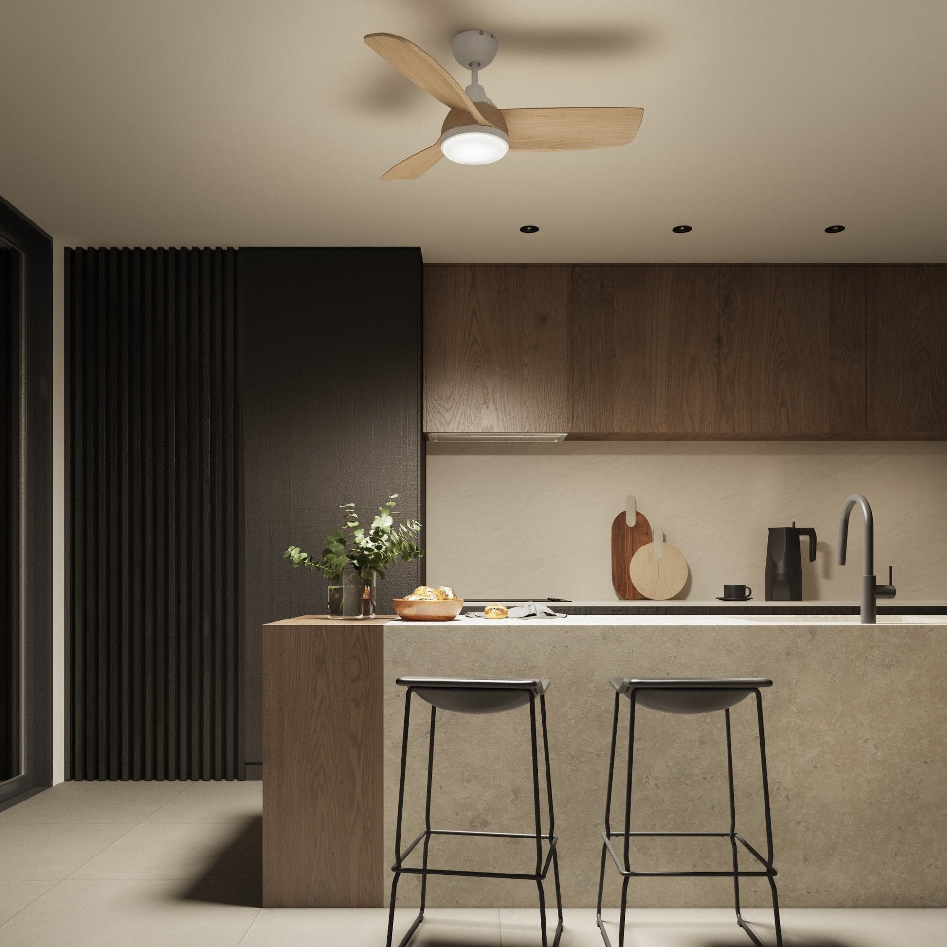 CHERCH WOOD EFFECT CEILING FAN D107 CM LED 28W 2200LM CCT DIMMABLE 3 BLADES - Premium Fan with Light from Bricocenter - Just €158.99! Shop now at Maltashopper.com