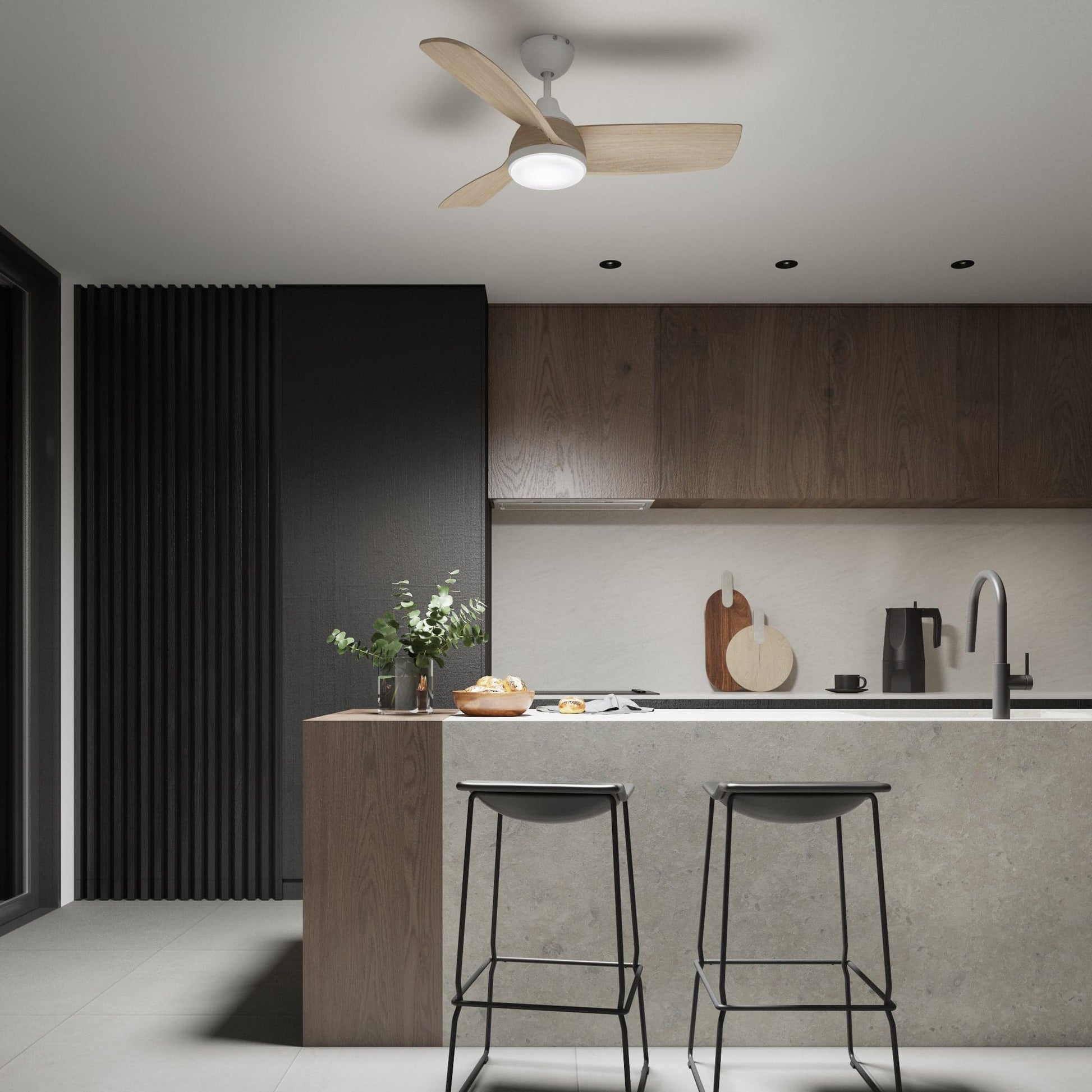 Bricocenter CHERCH WOOD EFFECT CEILING FAN D107 CM LED 28W 2200LM CCT DIMMABLE 3 BLADES