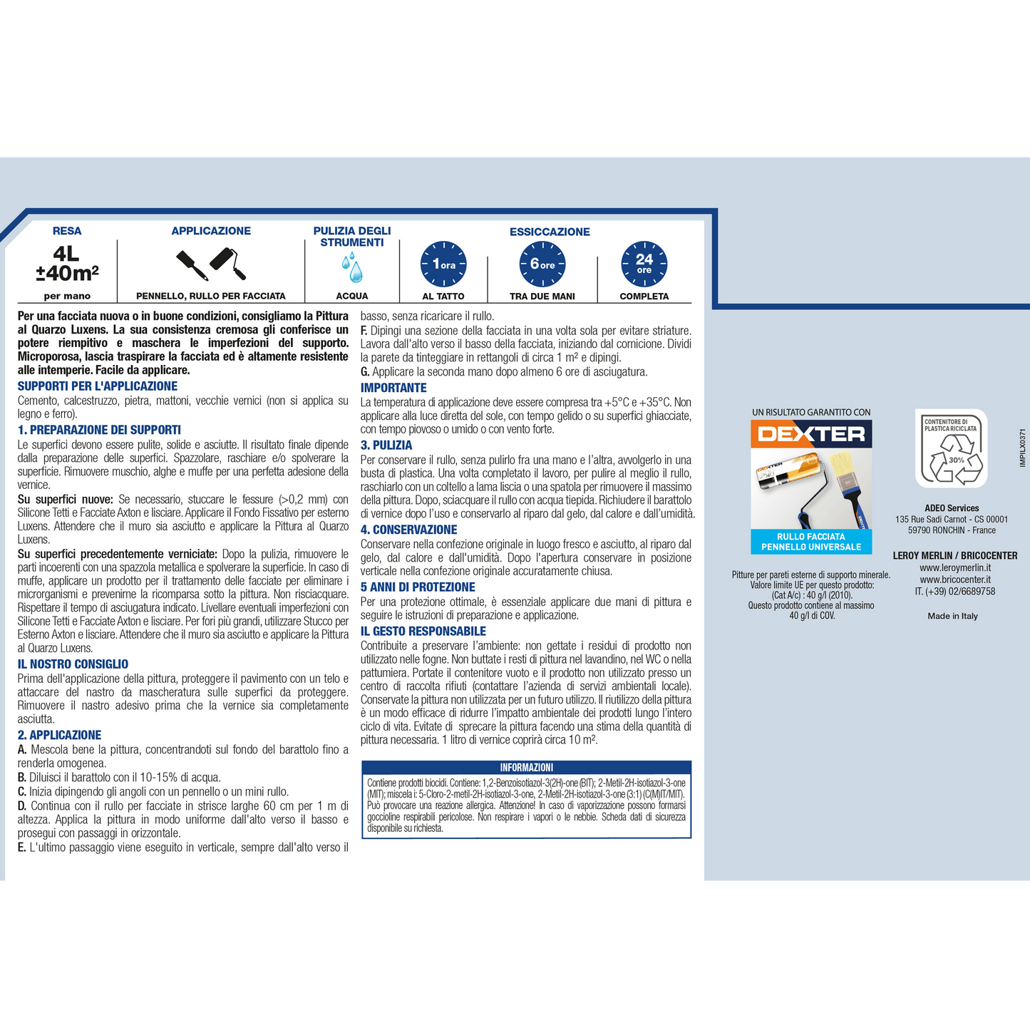 Bricocenter QUARTZ PAINT WHITE LT 4 LUXENS