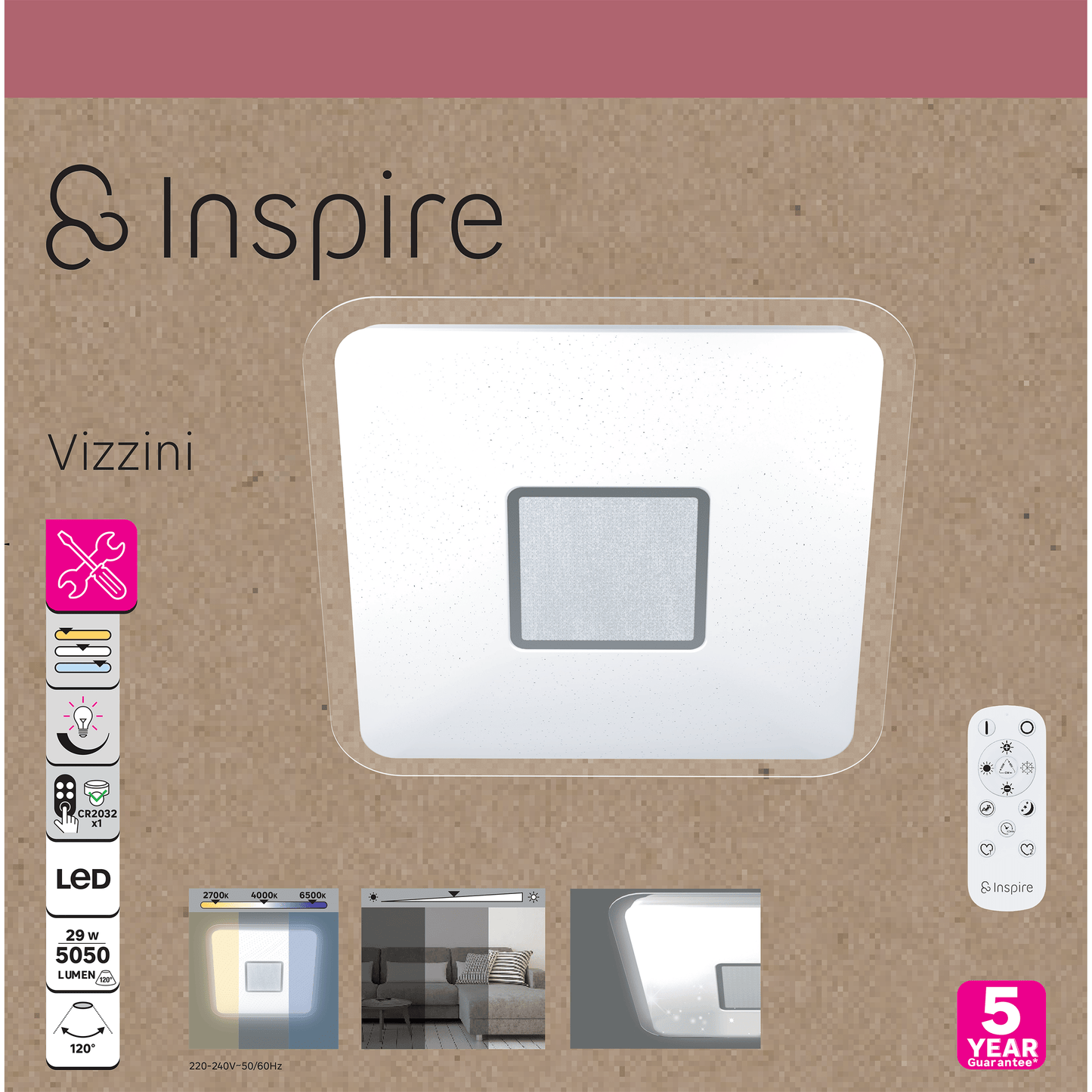 Bricocenter CEILING LAMP VIZZINI METAL WHITE 56X56CM LED 30W CCT DIMMABLE