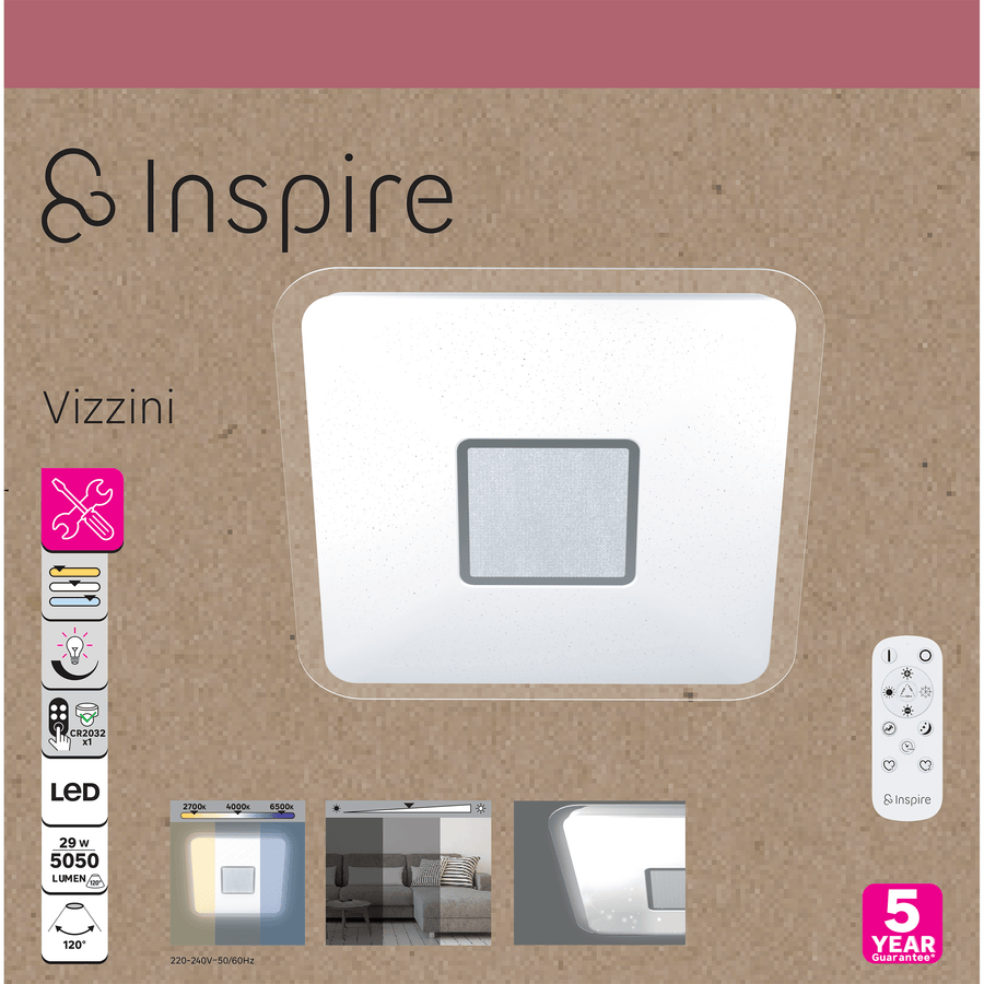 Bricocenter CEILING LAMP VIZZINI METAL WHITE 56X56CM LED 30W CCT DIMMABLE