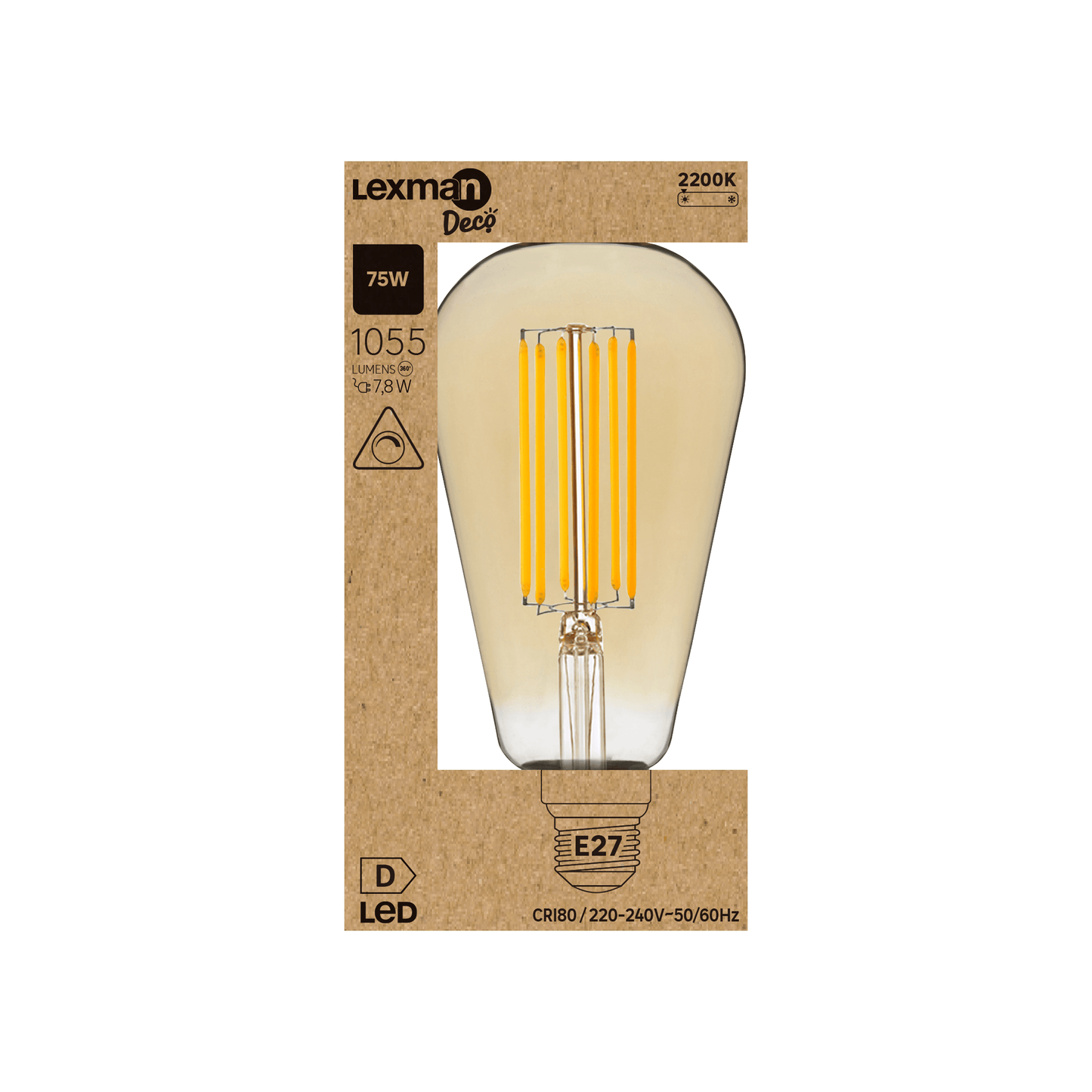 Bricocenter DECORATIVE LED BULB E27= 40W PEAR AMBER DIMMABLE