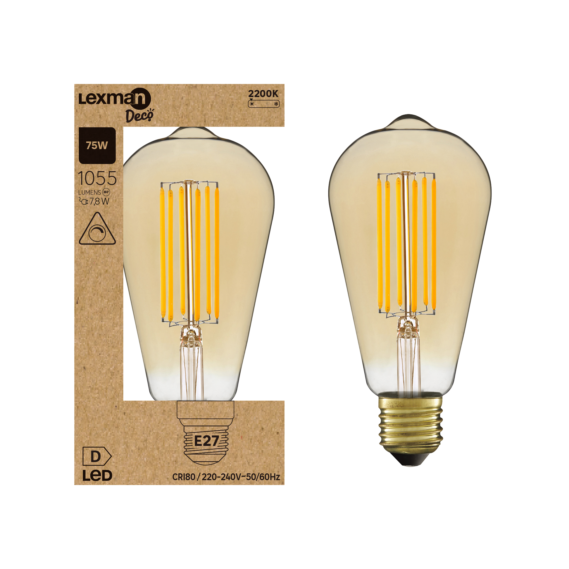 DECORATIVE LED BULB E27= 40W PEAR AMBER DIMMABLE - best price from Maltashopper.com BR420007090