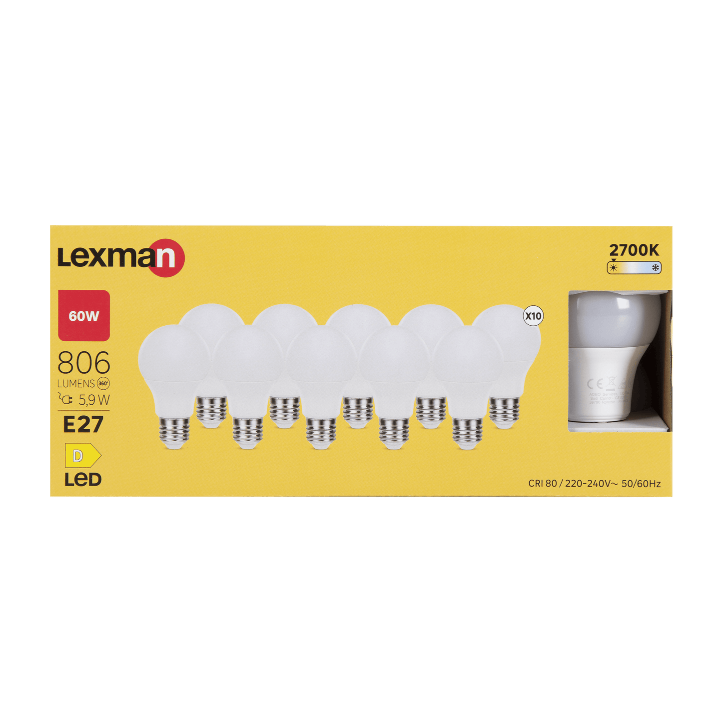 Bricocenter 10 E27 LED BULBS =60W DROP FROSTED WARM LIGHT